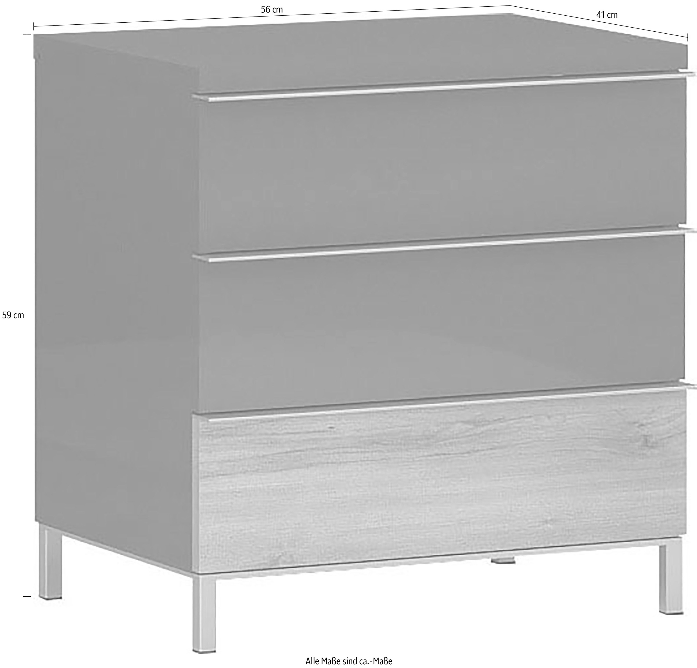 OTTO home Nachtkonsole "Onyx, Nachttisch mit 2 oder 3 Schubladen, UV Lackierung Hochglanz" mit Soft-Close-Funktion, Maße (B/T/H) 56/41/43 oder 59cm