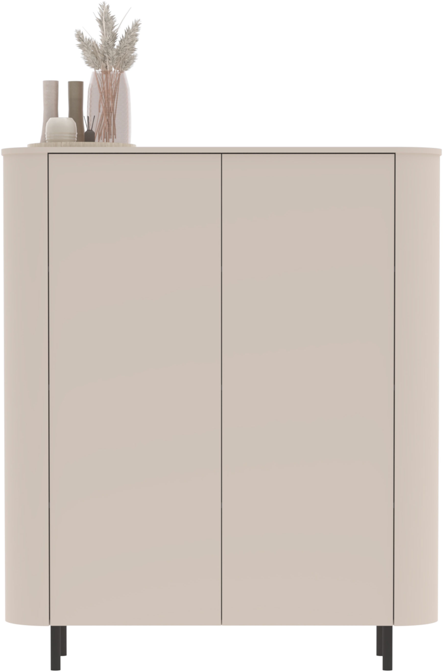 Image of GOODproduct Highboard "Lido, B/H 150/154 cm, 2 Türen, 4 offene Fächer, Stauraumschrank" Formgebogenes MDF, Stirnseiten mit Rundung, Push-to-open, Metallfüsse