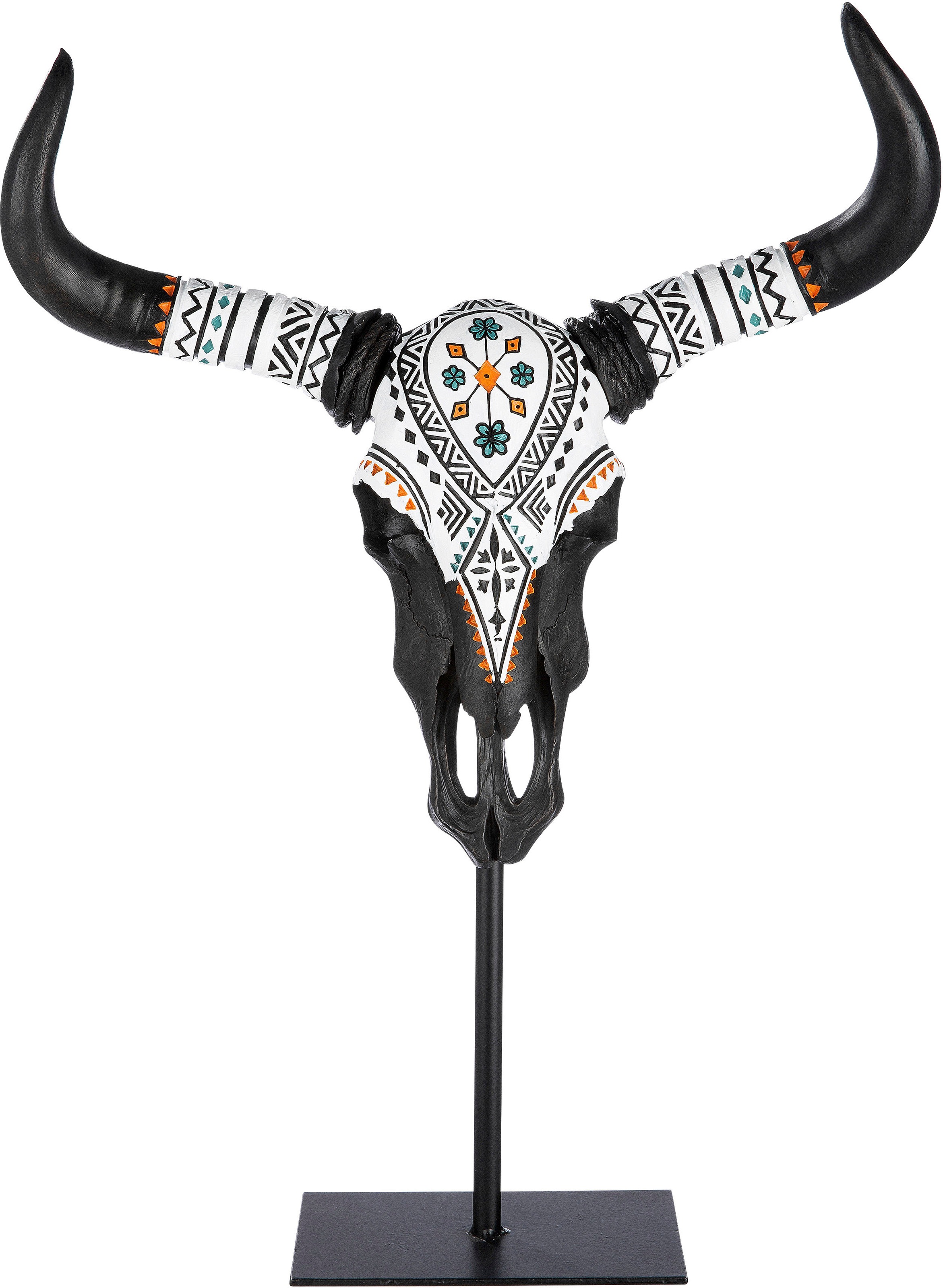 Image of Casablanca by Gilde Dekofigur »Skulptur Stier Native, schwarz«, (1 St.), Dekoobjekt, XXL, Stier Hörner auf schwarzem Metallfuss, in verschiedenen Grössen erhältlich, Wohnzimmer bei Ackermann Versand Schweiz