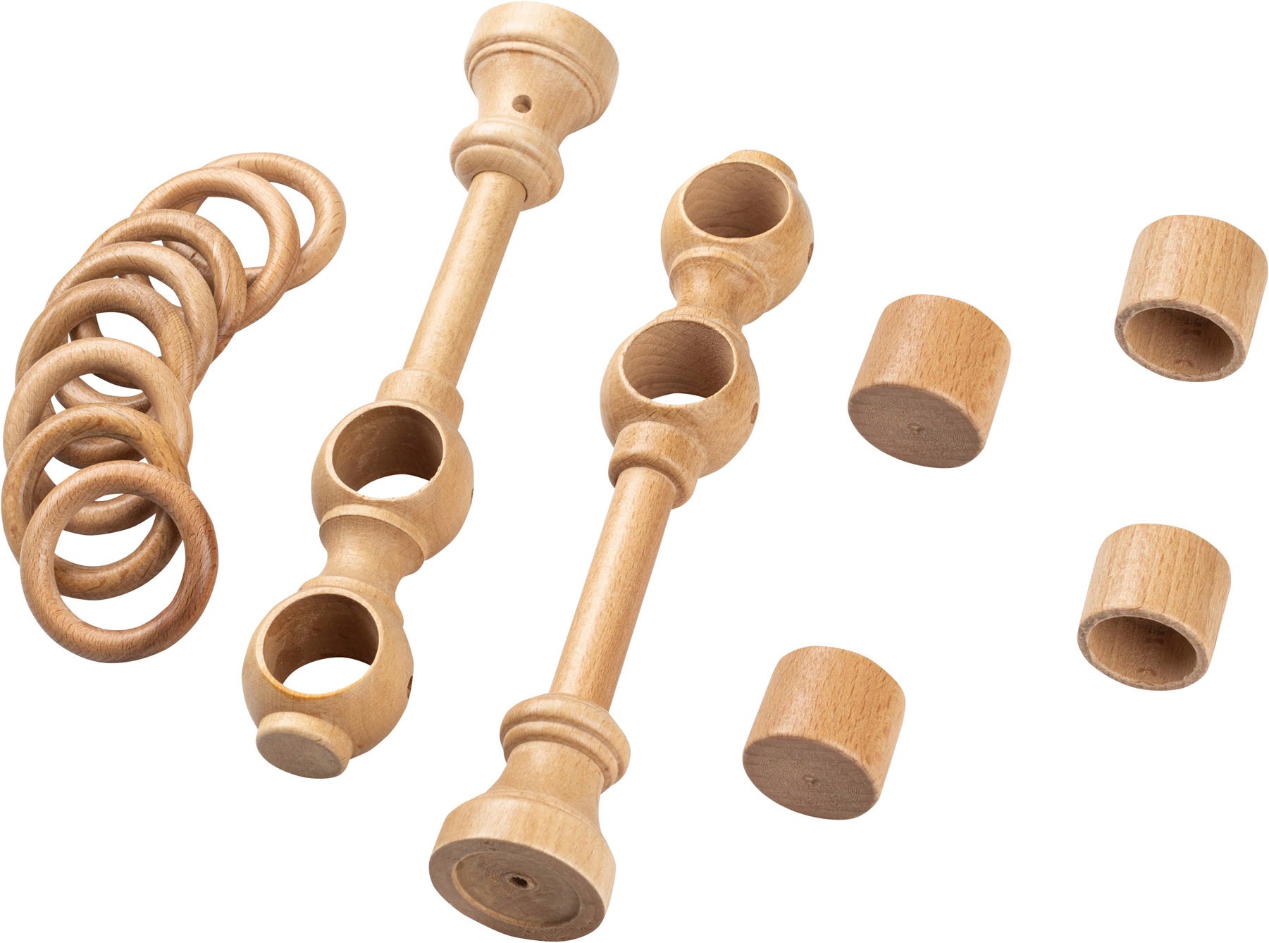 SN DECO GROUP Gardinenstange »Cafiro« 2 läufig-läufig Fixmass 28 mm, Holz, verschiedene Längen und Farben, Komplettset