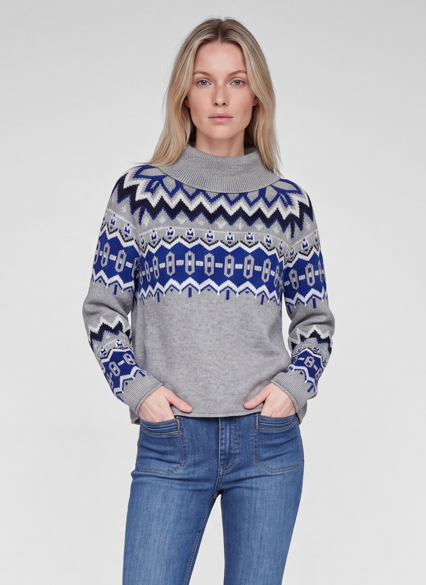 Image of Rabe Strickpullover mit Norweger-Muster und Umlegekragen