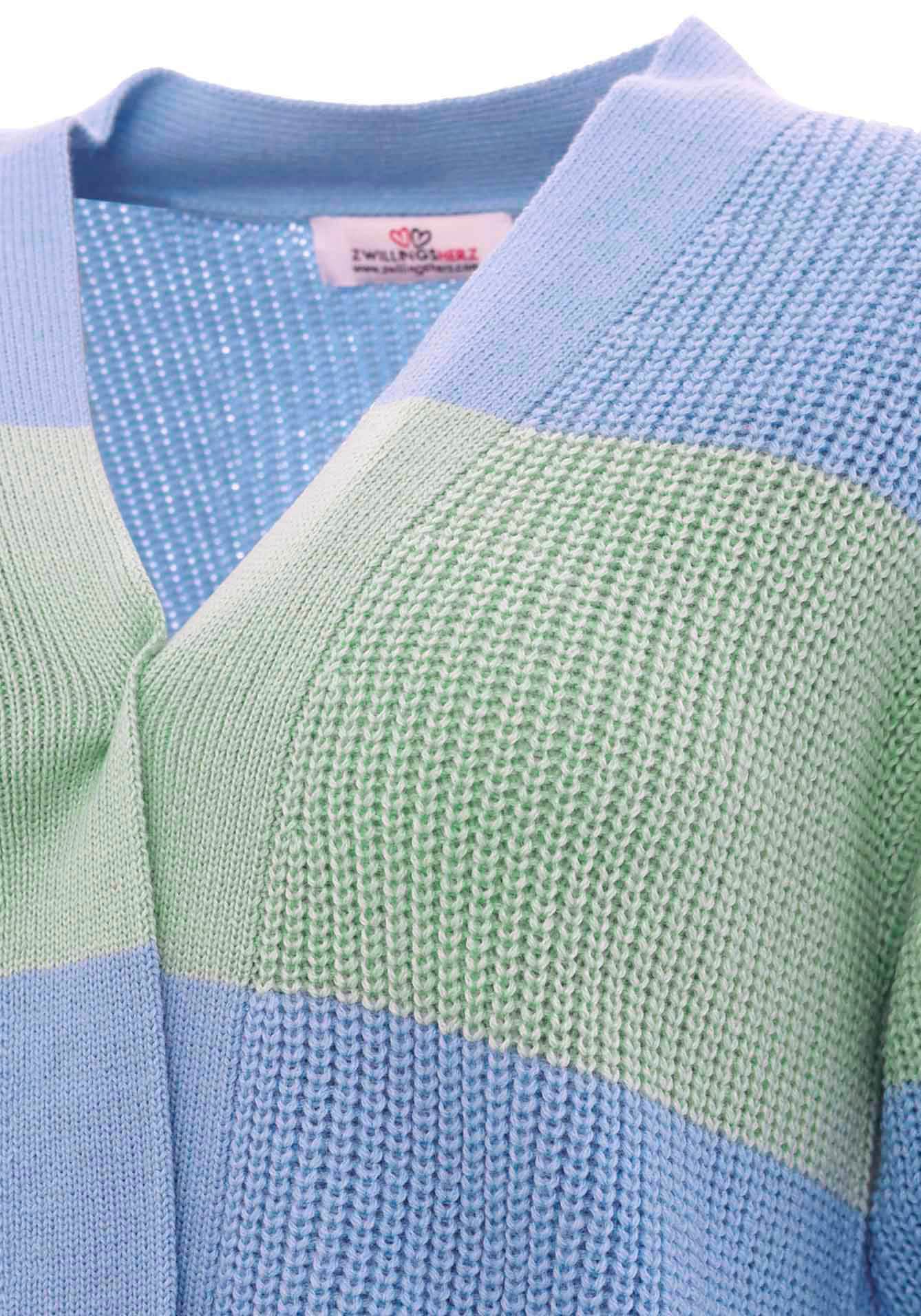 Zwillingsherz Cardigan »"Katja"«, One Size, Wollanteil, Langarm, Blockstreifen, ohne Verschluss