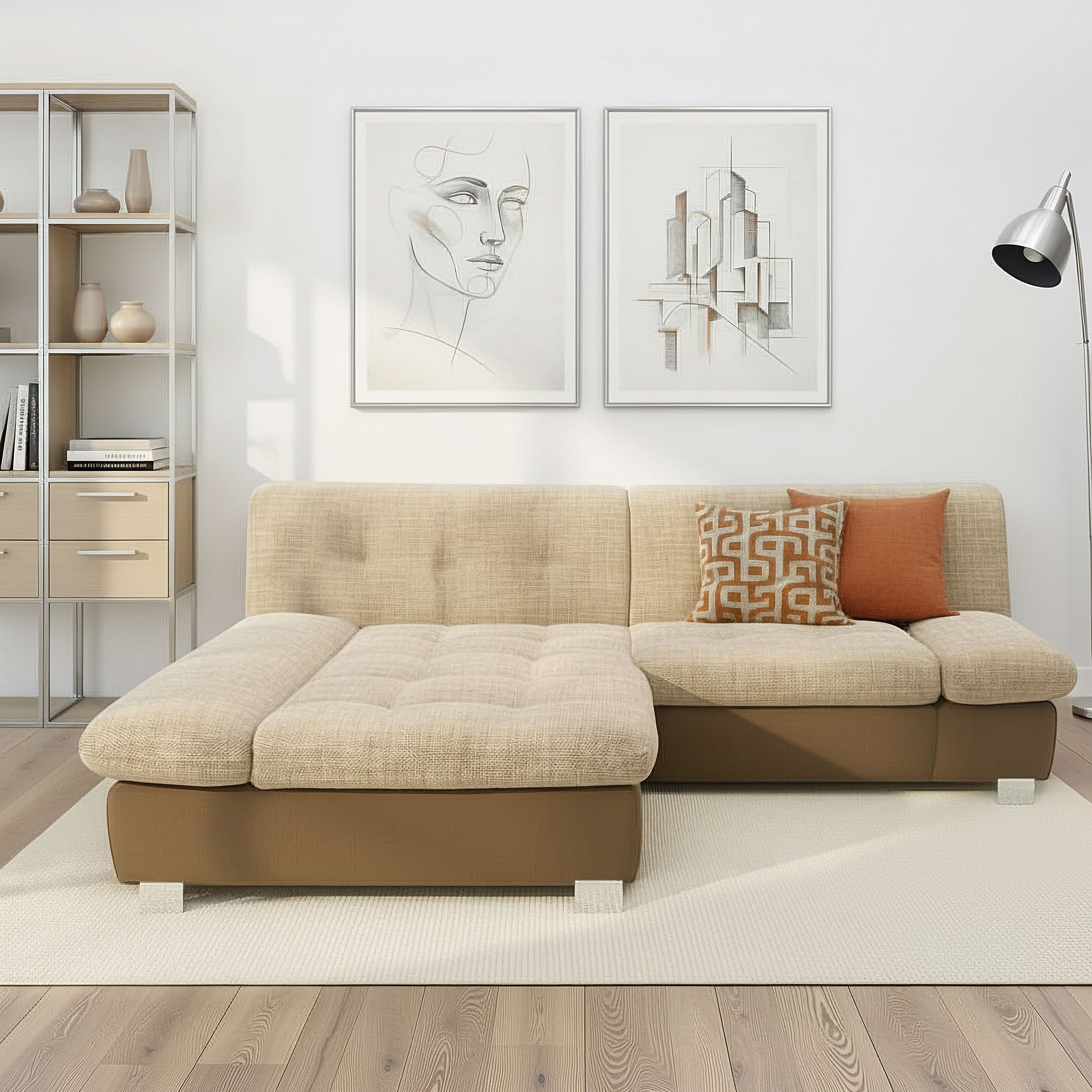 DOMO collection Ecksofa »100031 kompakte Stellmasse, komfortabel und bequem, L-Form« wahlweise mit Bettfunktion und Armteilverstellung. Breite 234 cm