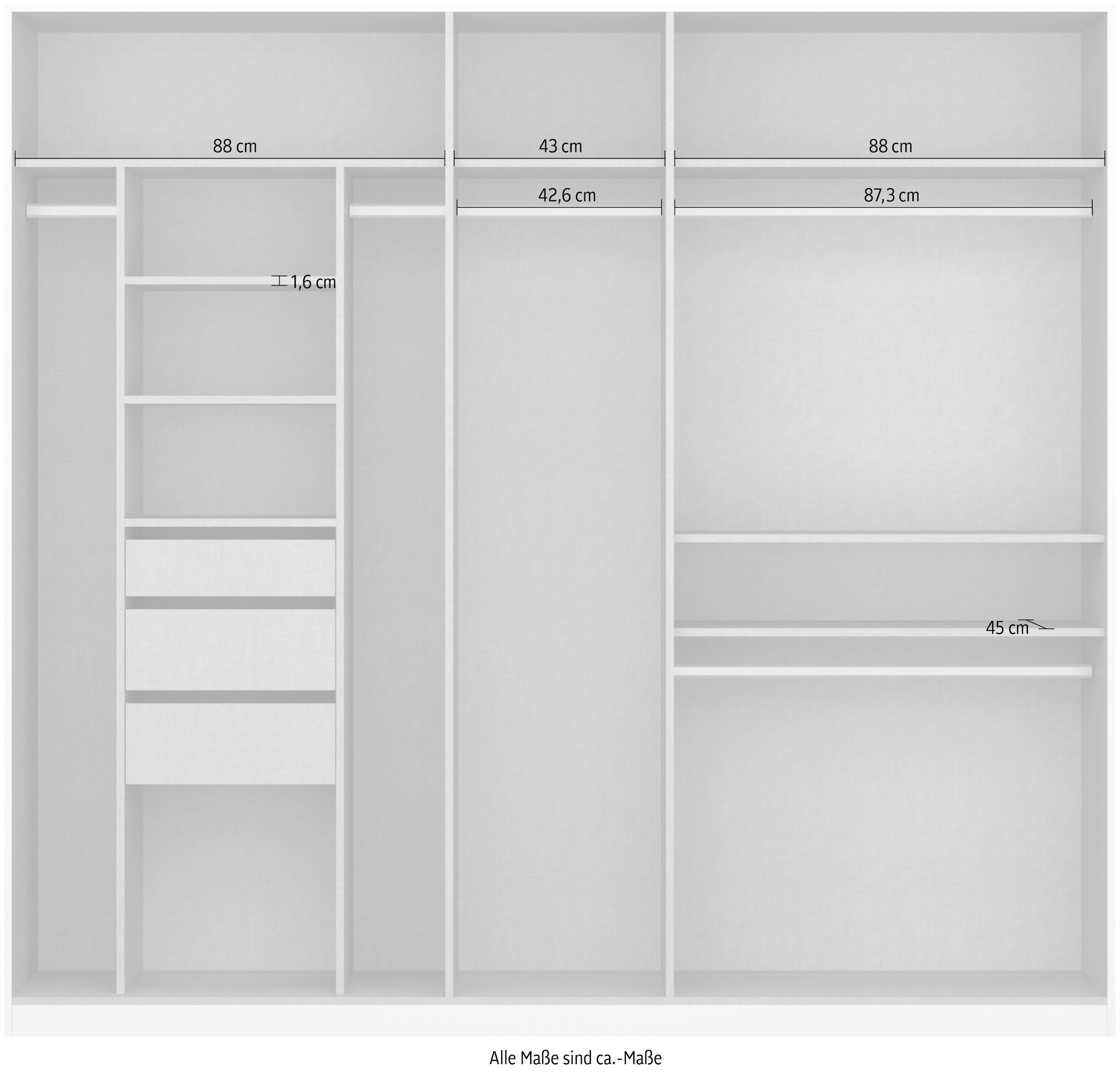 GOODproduct Kleiderschrank »Mehrzweckschrank Aktenschrank Möbel Mietswohnung Schlafzimmer OTELI« erhältlich in Breiten 230/275 cm inkl. Innenschubladen und extra Böden,  inkl. Passepartout optional mit Beleuchtung MADE IN GERMANY
