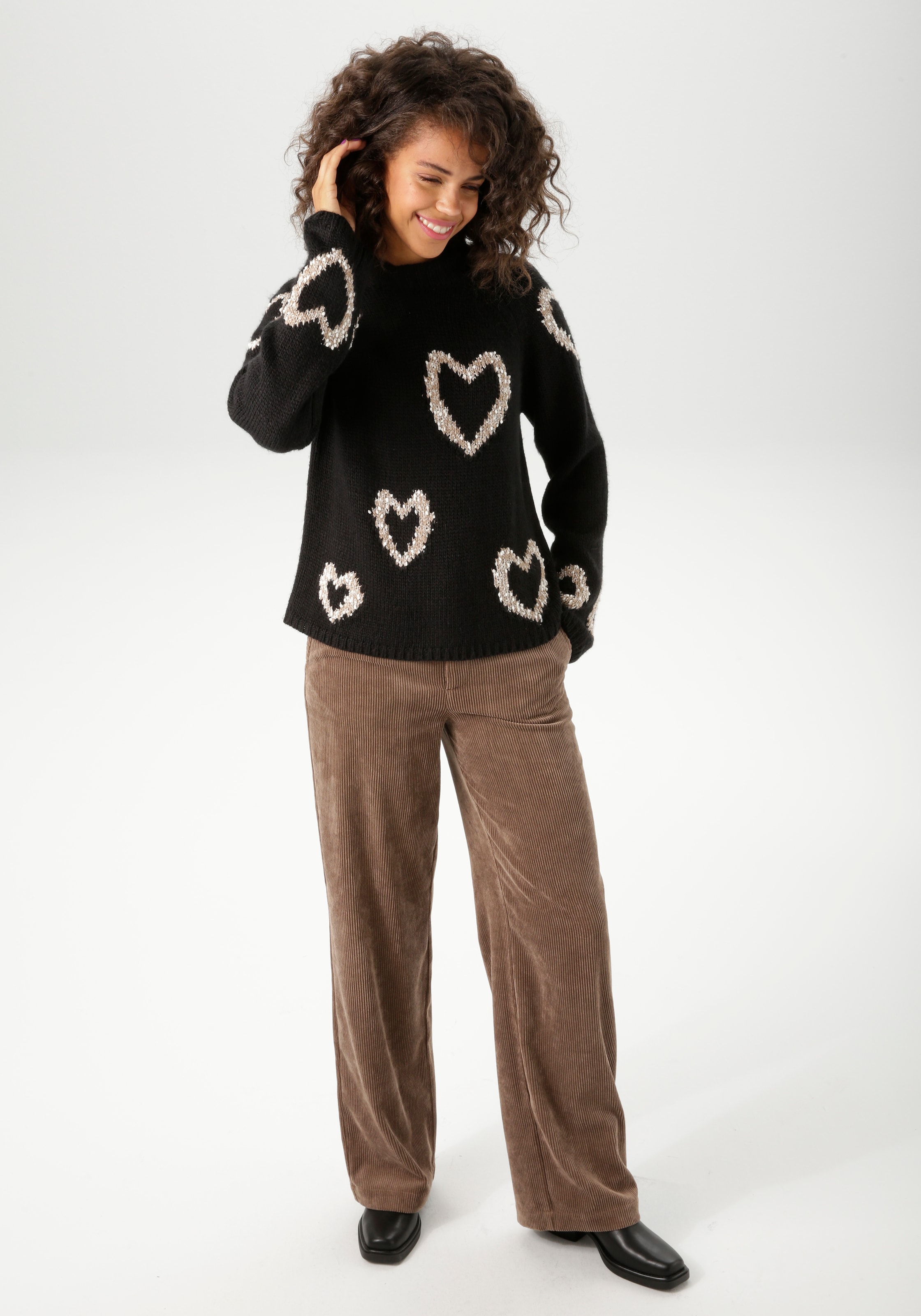 Aniston CASUAL Pull en tricot mit eingestrickten Herzen - NEUE KOLLEKTION