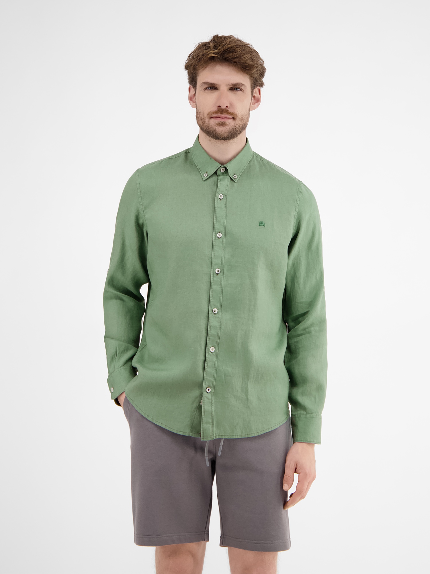 LERROS Langarmhemd »LERROS Herrenhemd in Leinen-Baumwoll-Blend«