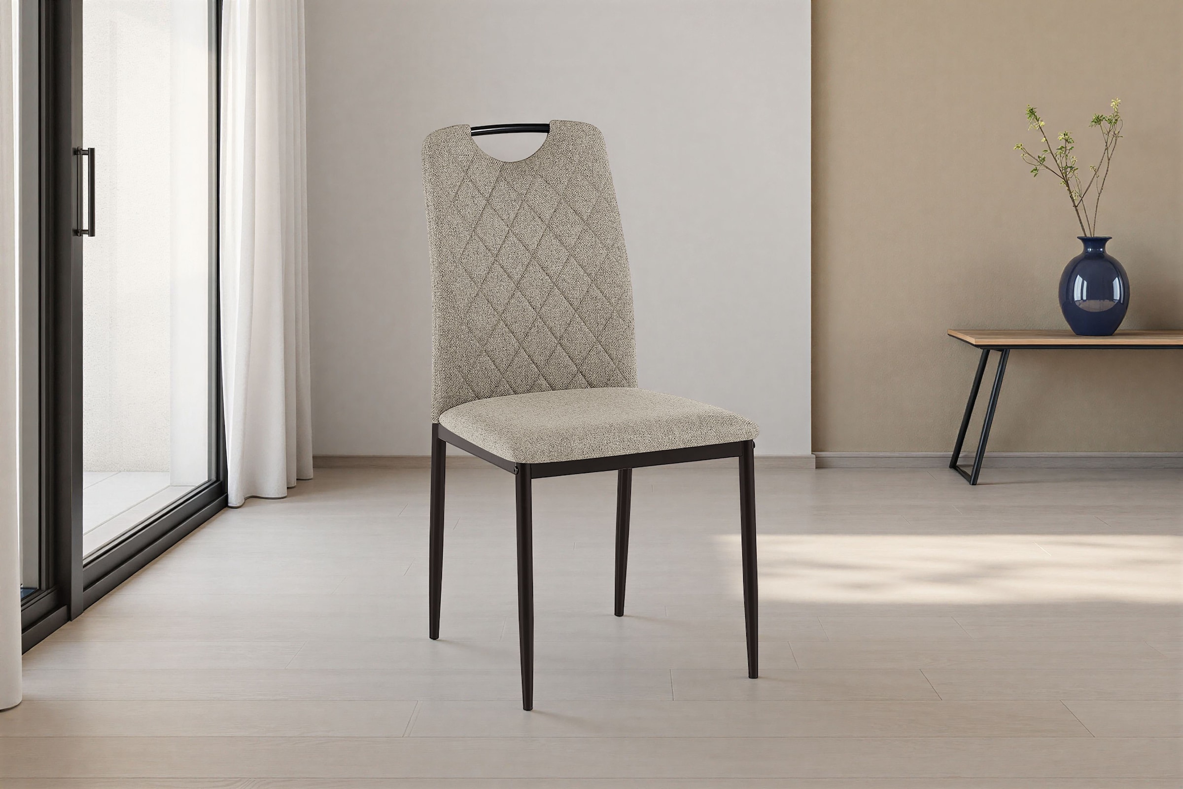 GOODproduct Esszimmerstuhl »Rom« (Set) 2 Stk.bequemer Stuhl mit hochwertigem Stoffbezug und Griff im Rücken