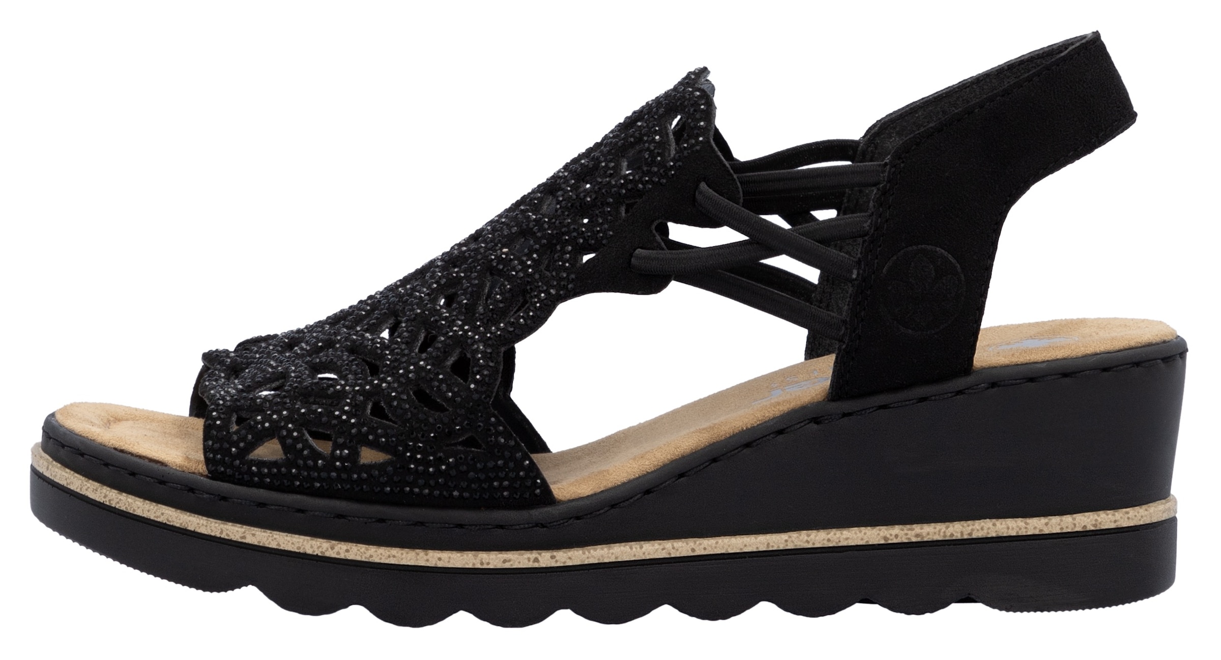 Rieker Sandales compensées  Chaussure d'été, sandale plateforme, chaussure à enfiler avec strass