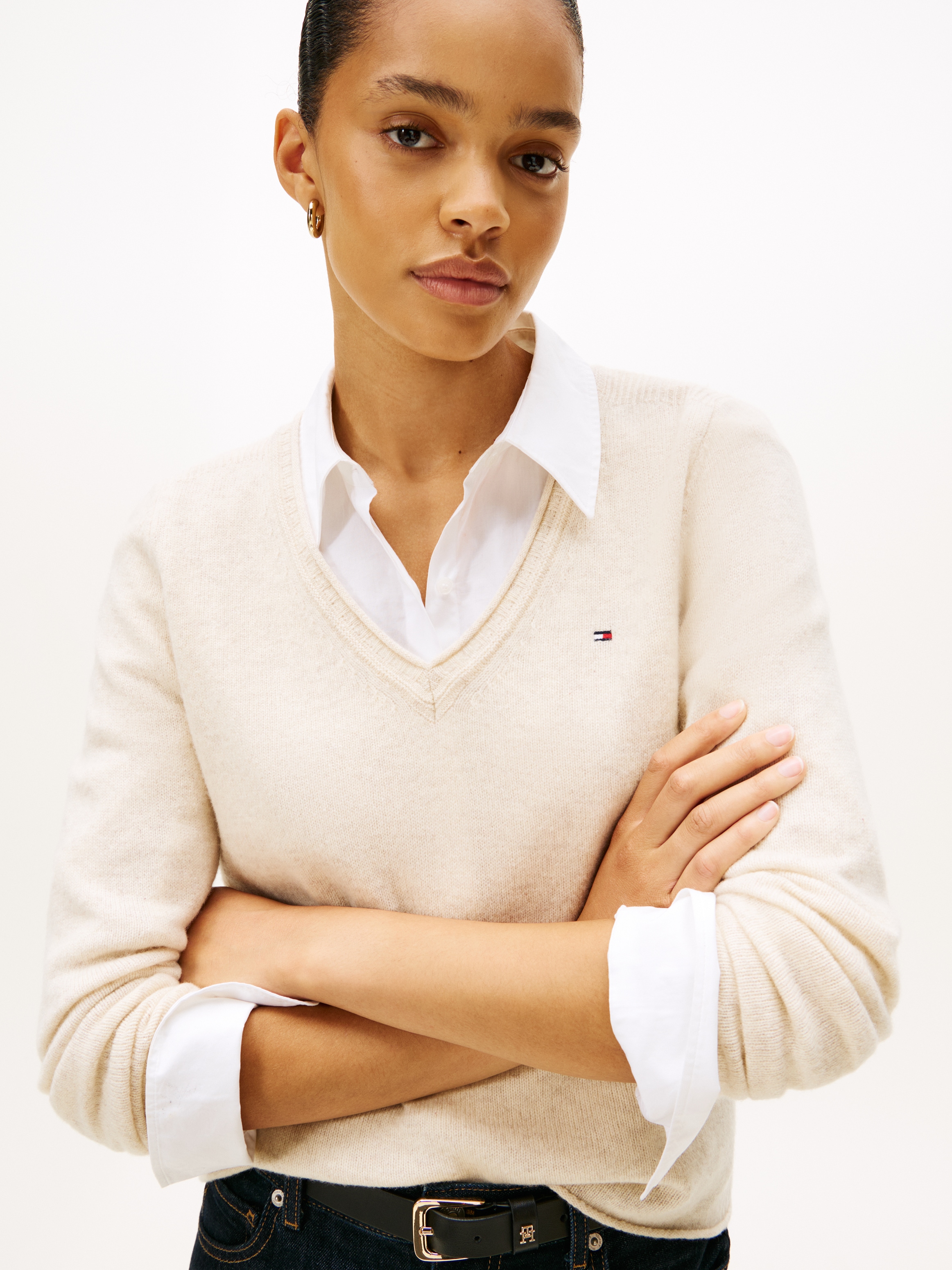 Tommy Hilfiger Strickpullover »SOFT WOOL V-NK SWEATER« aus reiner Wolle