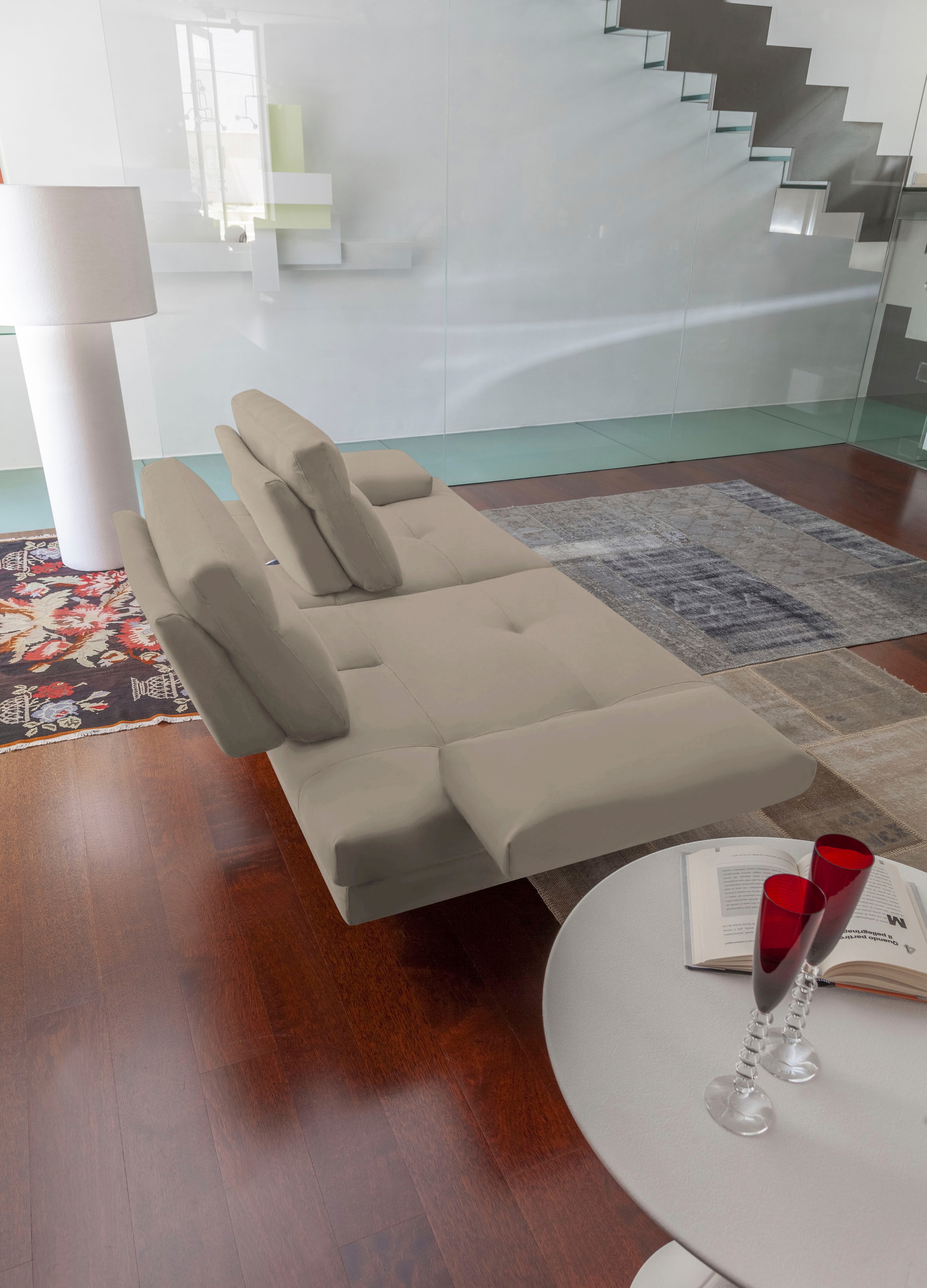 CALIA ITALIA 3,5-Sitzer »Toby Wing, italienisches Designsofa, super bequem, Megasofa«, inkl. Sitztiefenverstellung und Armteilfunktion, Füsse in Schwarz matt