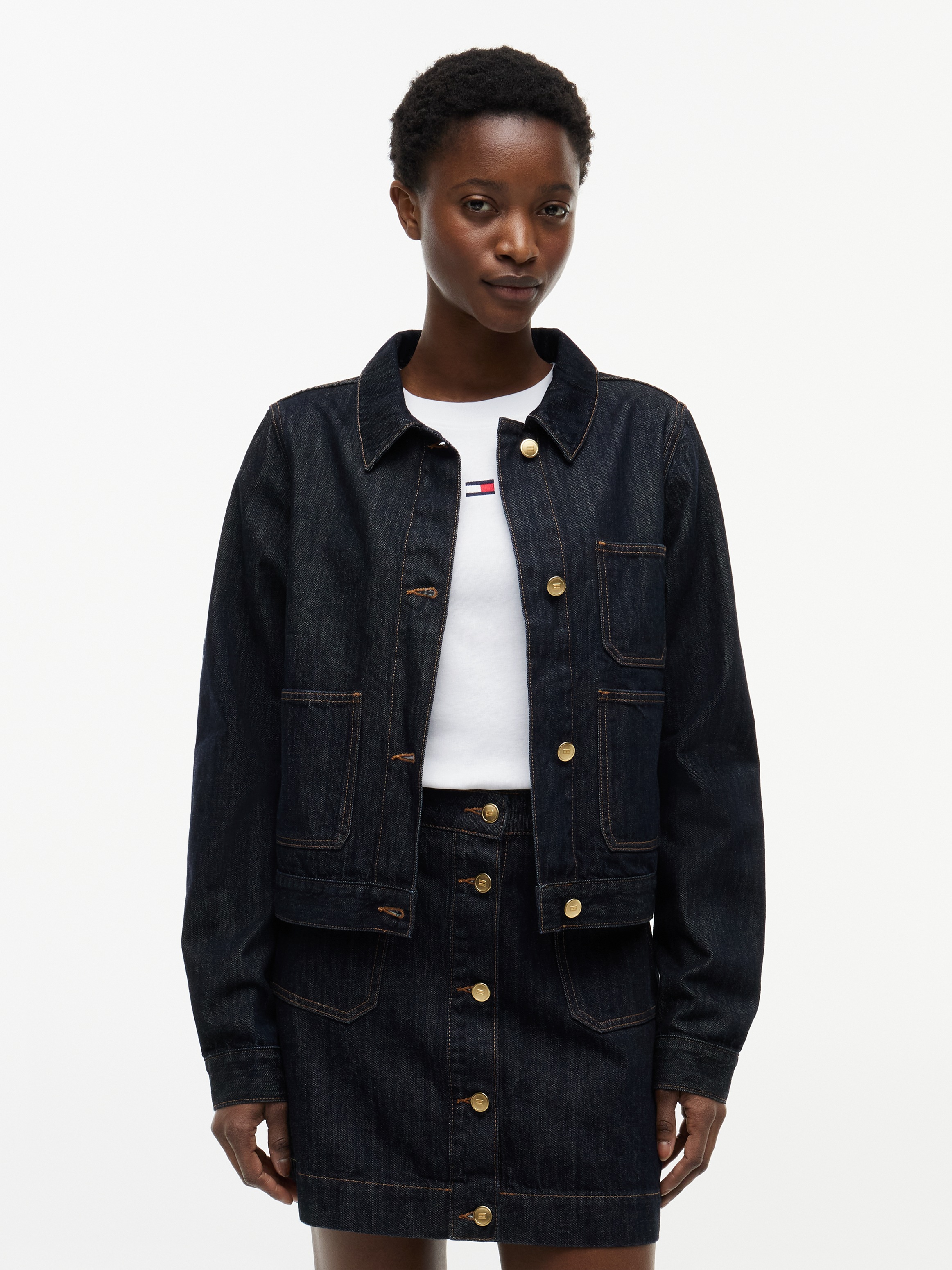 Image of Tommy Hilfiger Jeansjacke "LADY JACKET RINSE" ohne Kapuze mit praktischen Taschen, aus Baumwolle