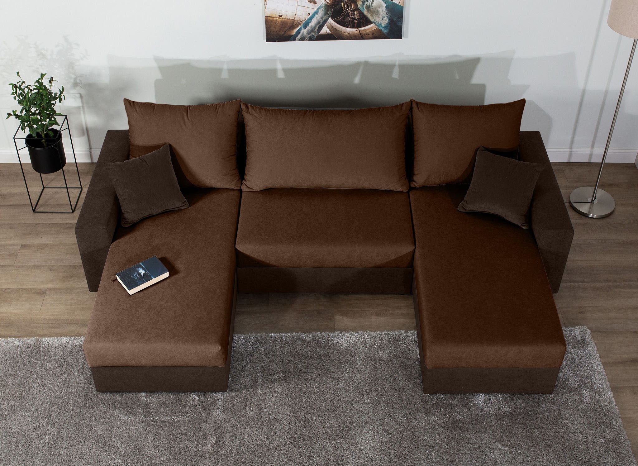 COLLECTION AB Wohnlandschaft »Pico U-Form, B: 252 cm« Schlaffunktion, Bettkasten & 2 Zierkissen