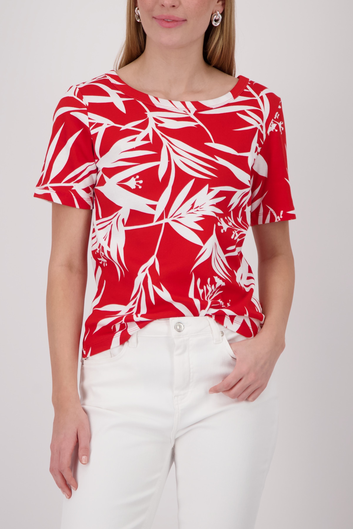Image of Monari T-Shirt "Shirt Blätter allover" Regular fit mit Blättermuster