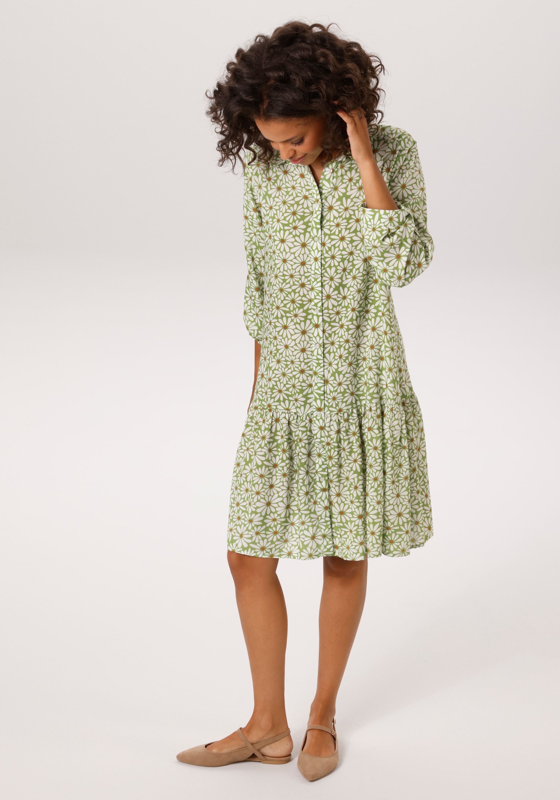 Aniston CASUAL Blusenkleid mit grafischen Blüten bedruckt - NEUE KOLLEKTION