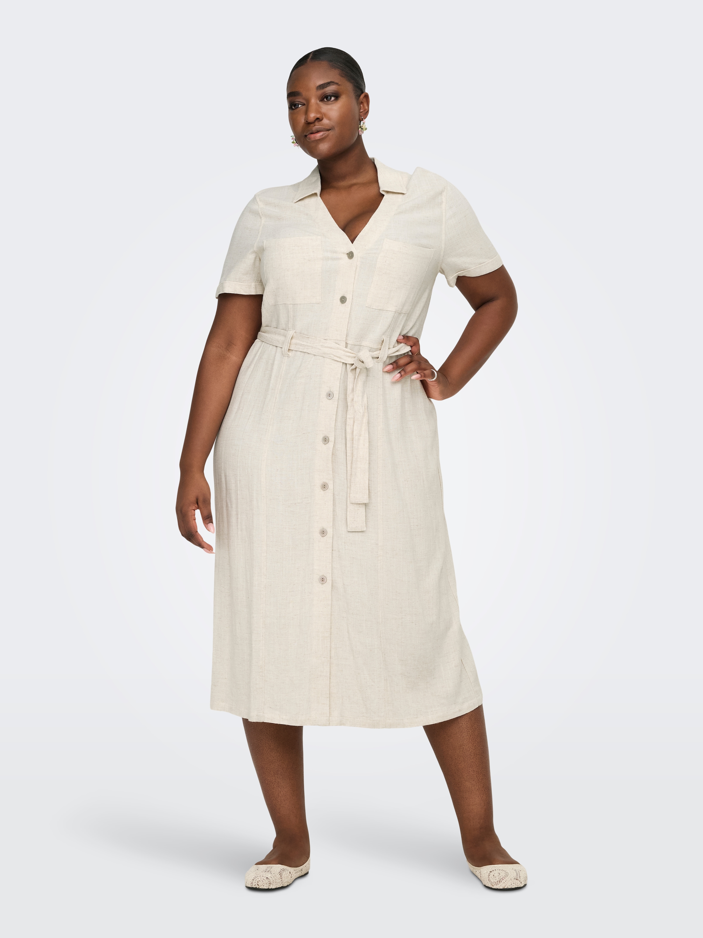 Image of ONLY CARMAKOMA Blusenkleid "CARSIESTA SS LIN BL SHIRT DRESS PNT NOOS"
