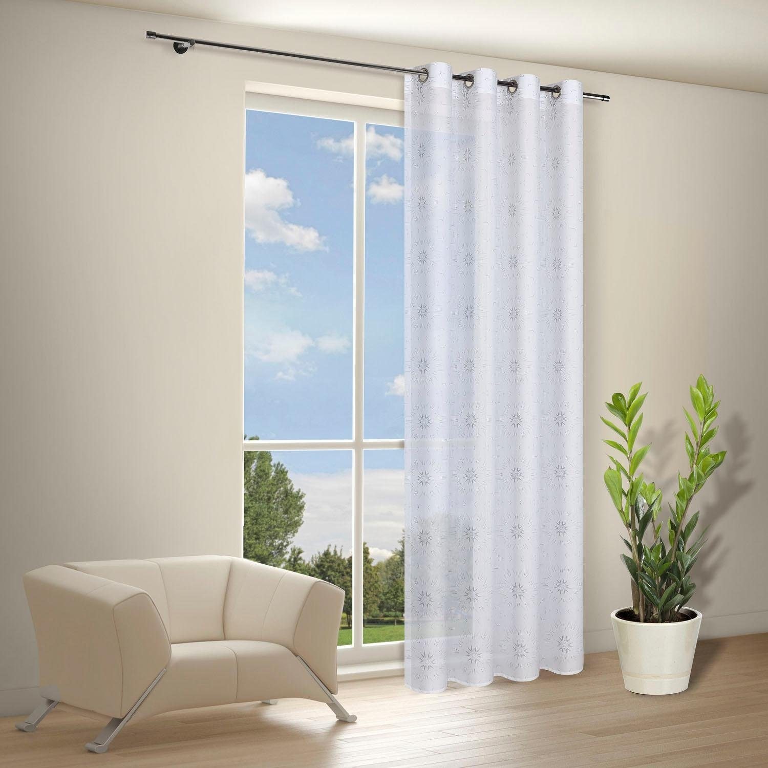 Gerster Rideau »Gian« Œillet 1 cuis tlg. HxB: 235x140, Moderner Ösenschal bedruckt