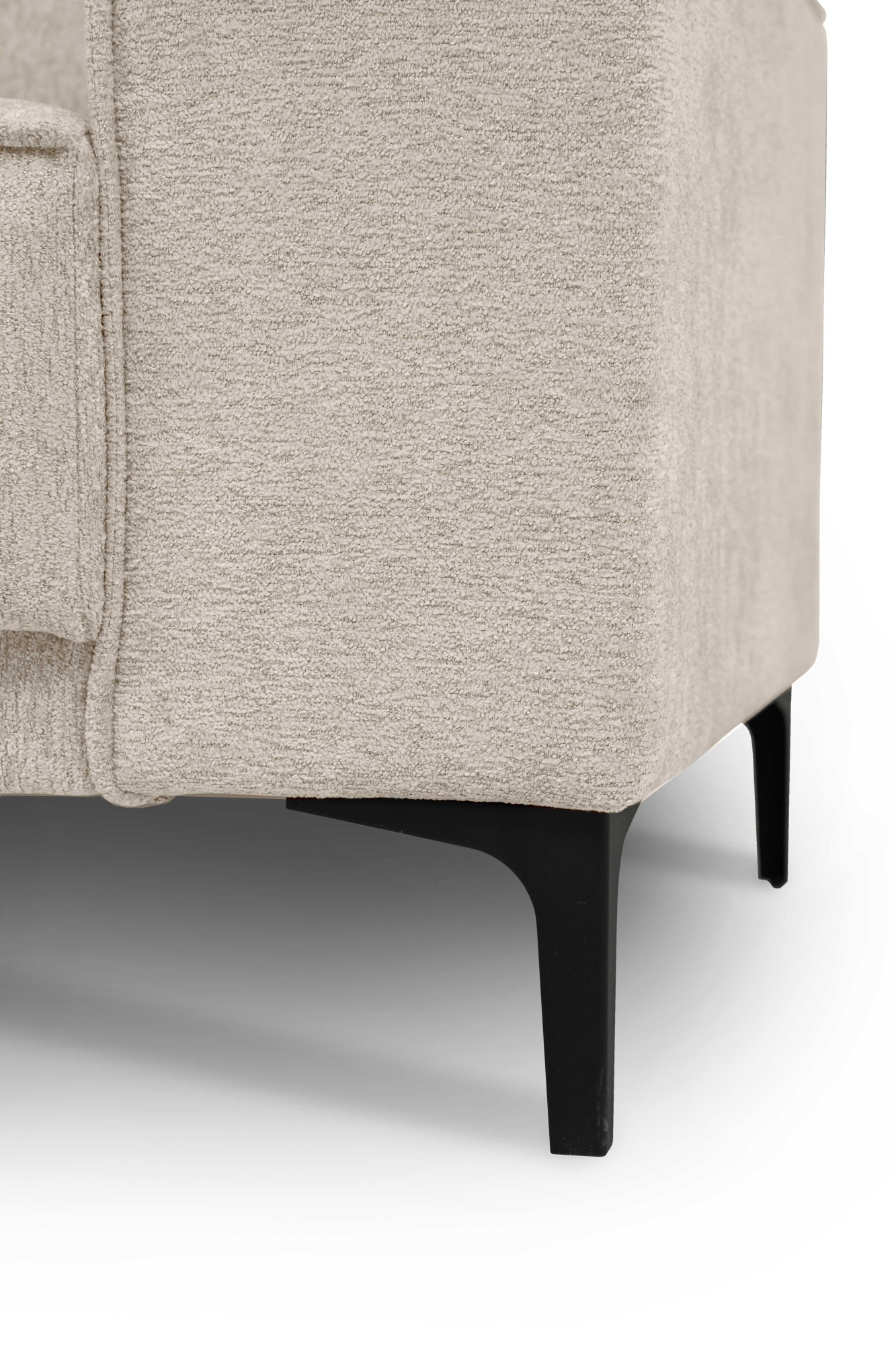 Places of Style Ecksofa »Polsterecke Oland, Struktur, Flachgewebe, Luxus-Microfaser, Boucle«, L-Form, 289 cm, Wellenunterfederung, Skandi-Design, Metallfüsse