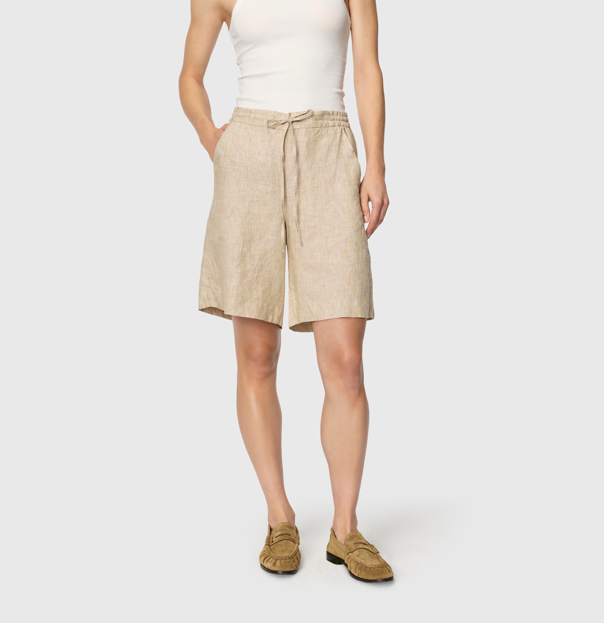 MAC Pantalon en lin »SANNY«  shorts, bermudas avec ceinture élastique et cordon de serrage
