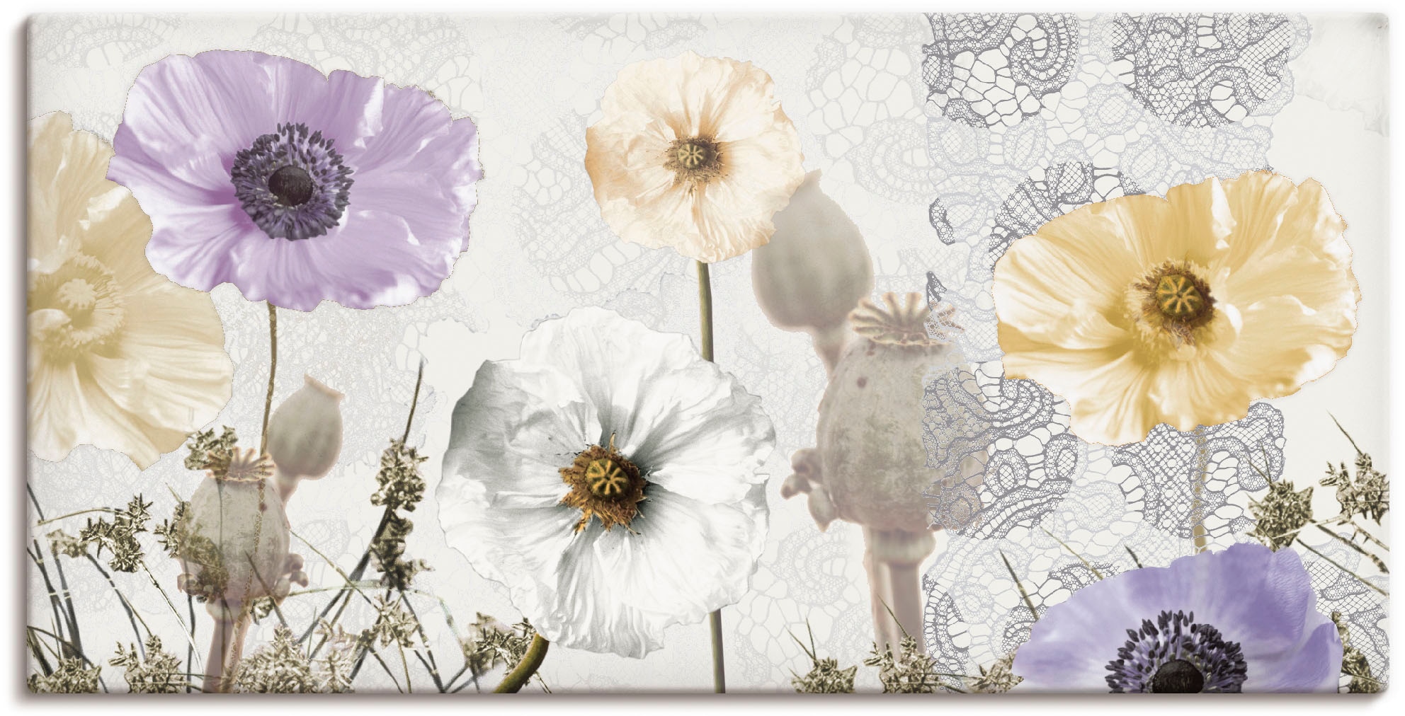Image of Artland Leinwandbild "Glänzende Mohnblumen" Blumen 1 Stk. tlg. auf Holzrahmen gespannt