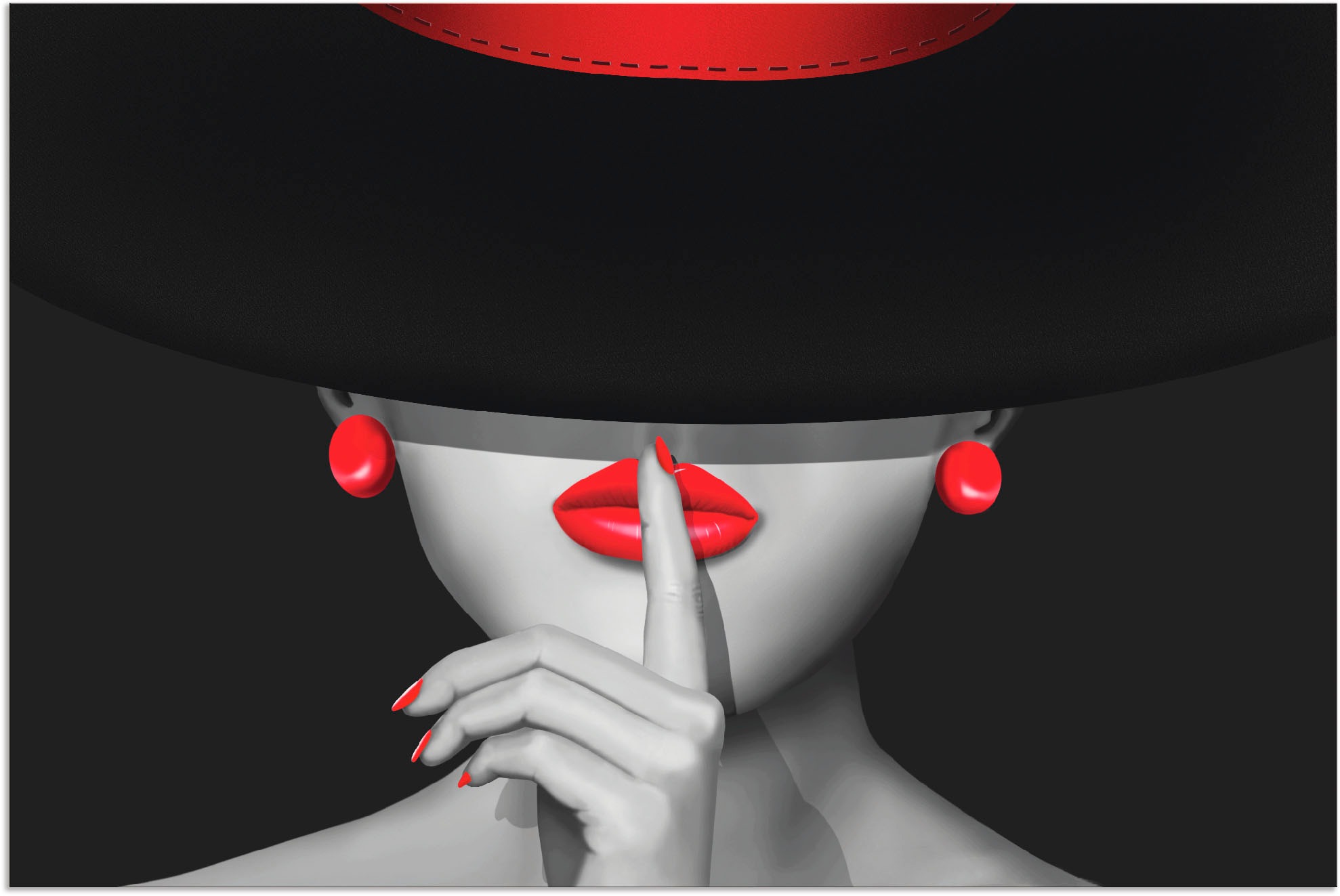 Image of Artland Wandbild »Sei still«, Frau, (1 St.), in vielen Grössen & Produktarten - Alubild / Outdoorbild für den Aussenbereich, Leinwandbild, Poster, Wandaufkleber / Wandtattoo auch für Badezimmer geeignet bei Ackermann Versand Schweiz