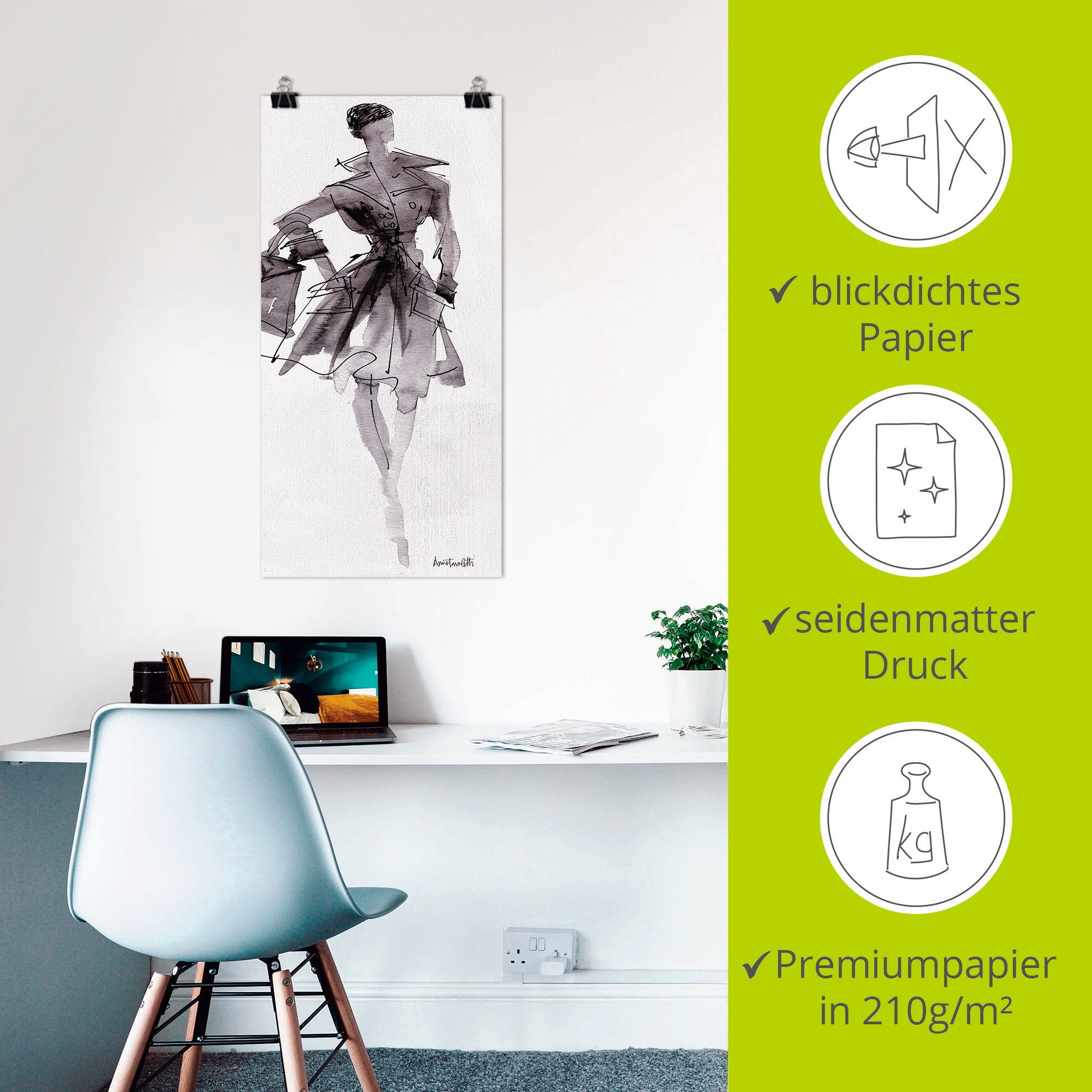Artland Wandbild »Mode Skizzenbuch VII«, Mode, (1 St.), als Leinwandbild, Poster, Wandaufkleber in verschied. Grössen