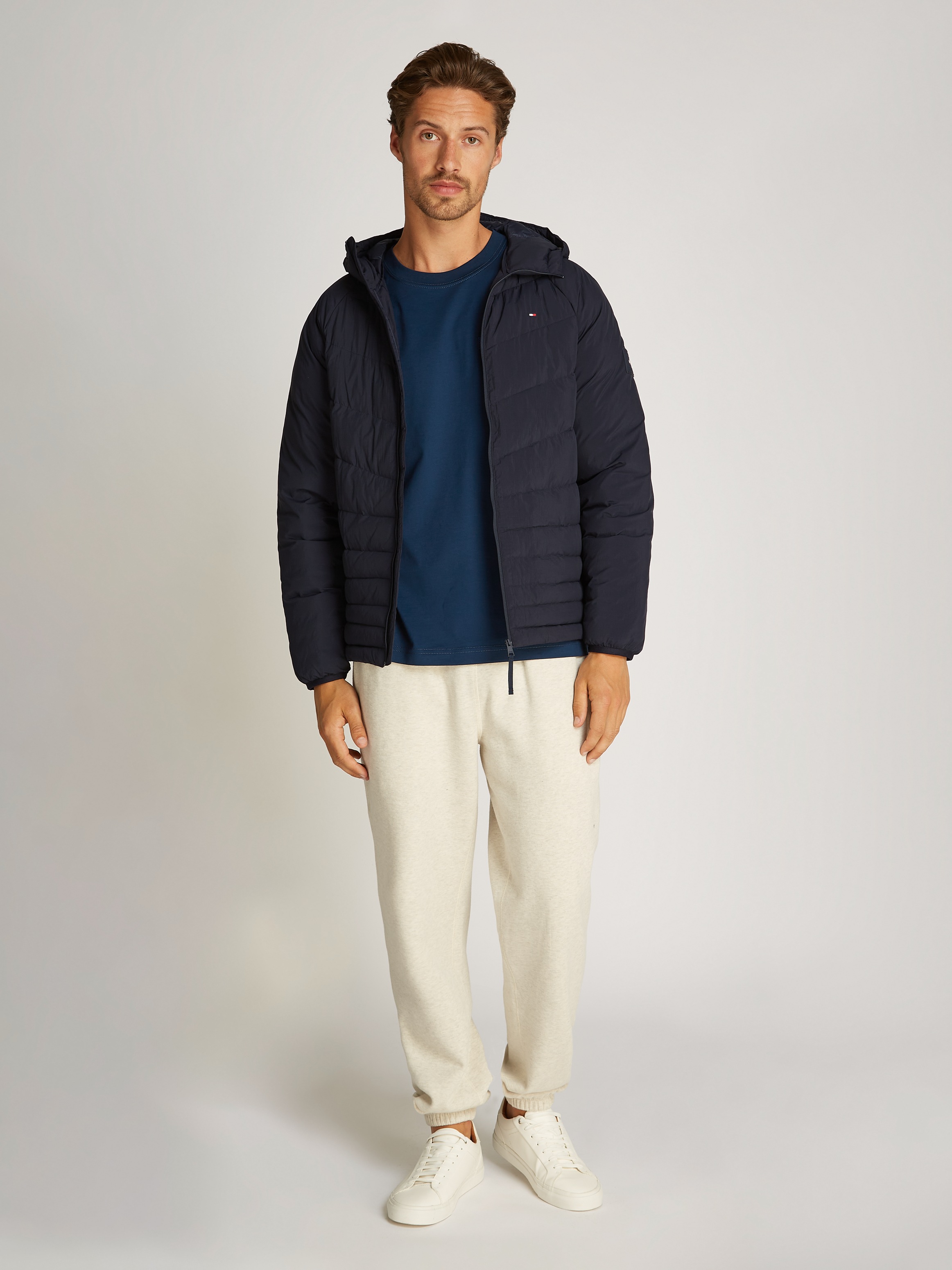 Tommy Hilfiger Steppjacke »MIX QUILT HOODED JACKET«, mit Kapuze, mit Raglanärmeln