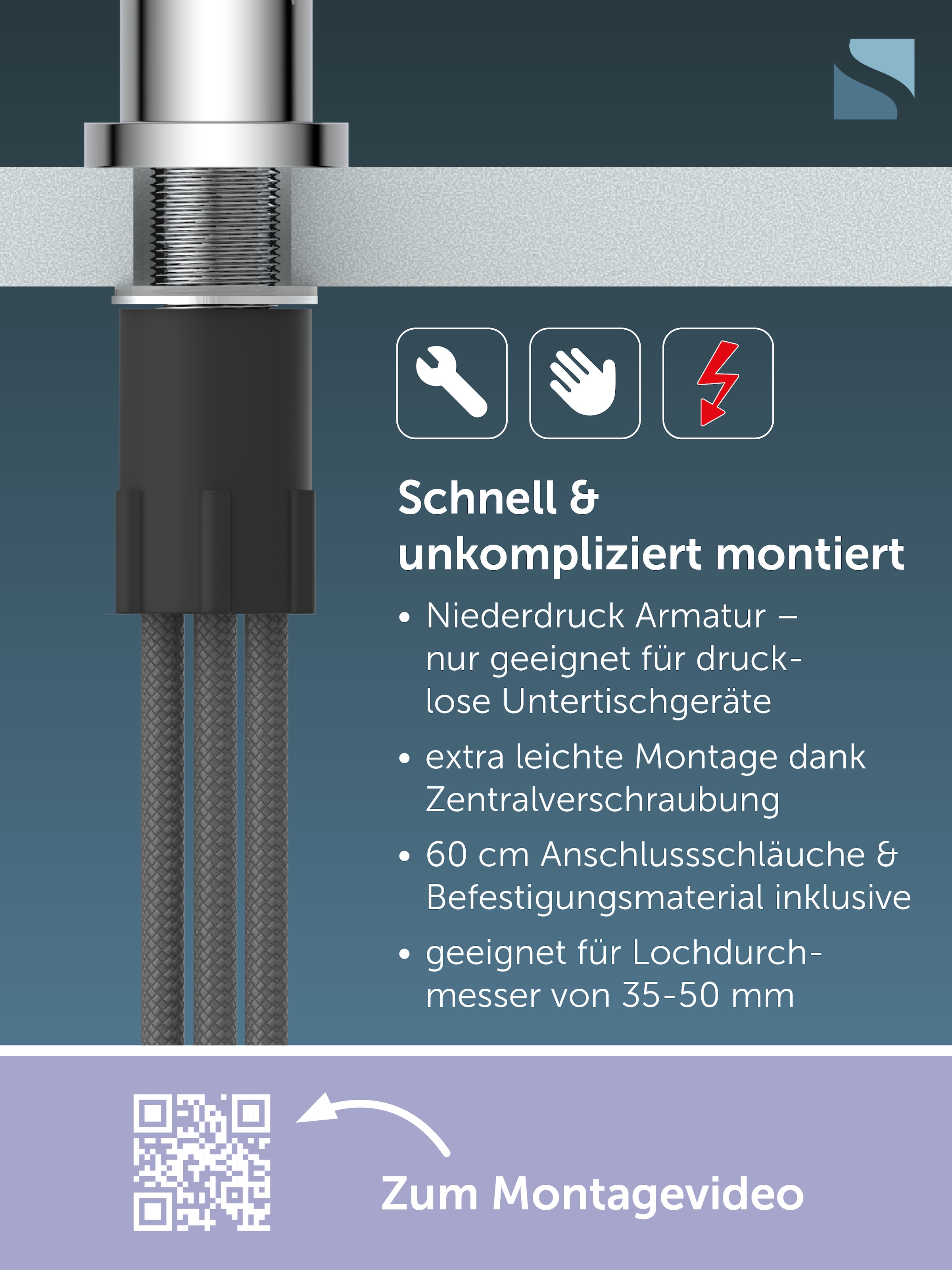 Schütte Robinet d'évier »Cornwall« robinetterie basse pression, anti-goutte, pivotant à 360°, régulateur de débit de marque