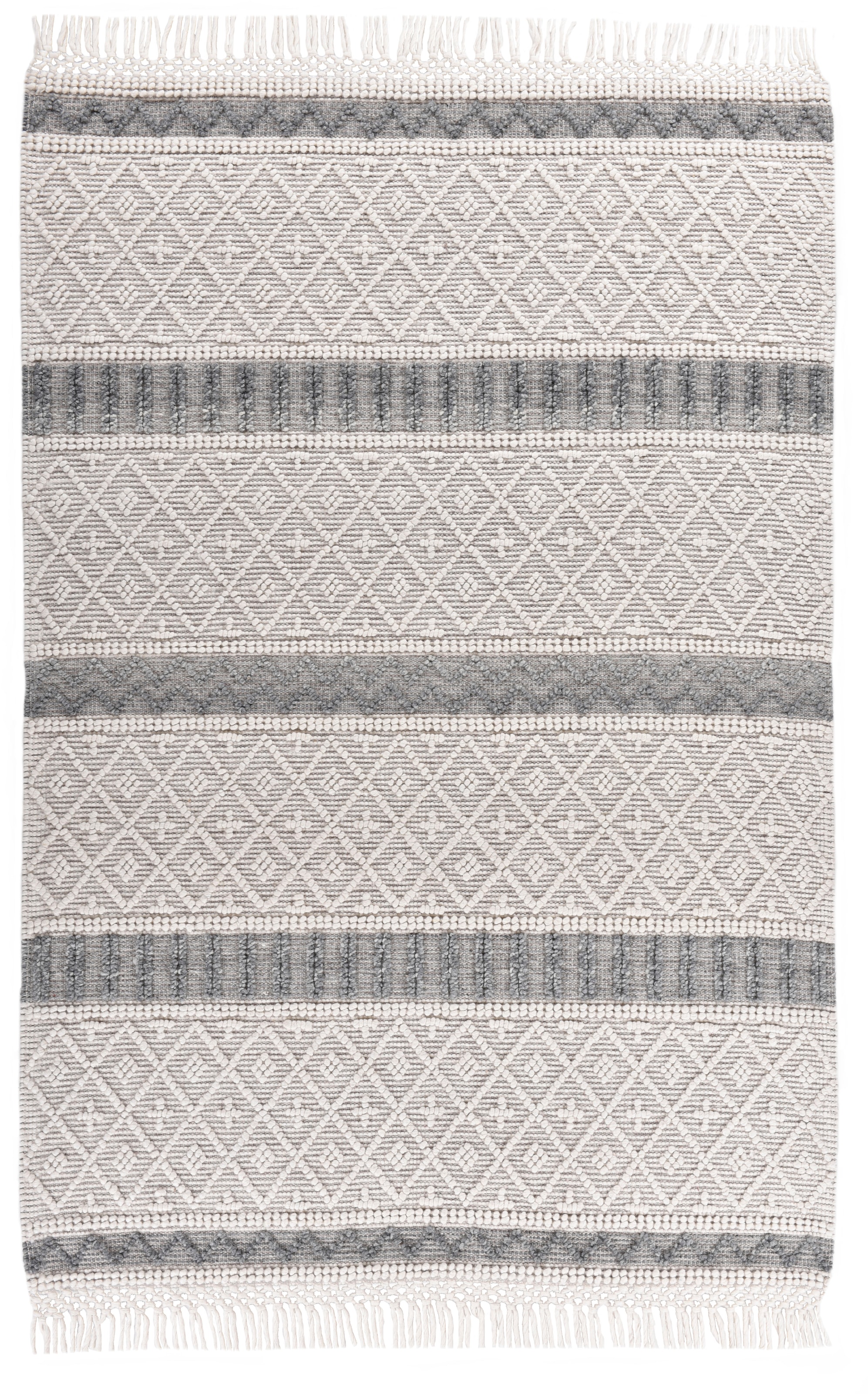 THEKO Wollteppich »Visby - 915« rechteckig 10 mm Höhe reine Wolle, handgewebt, Scandi Design, mit Fransen