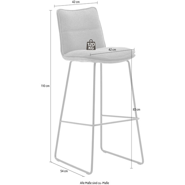 MCA furniture Barhocker »Hampton«, (Set, 2 St., 2-er), Barstuhl 180°drehbar  mit Nivellierung, bis 120 Kg belastbar kaufen