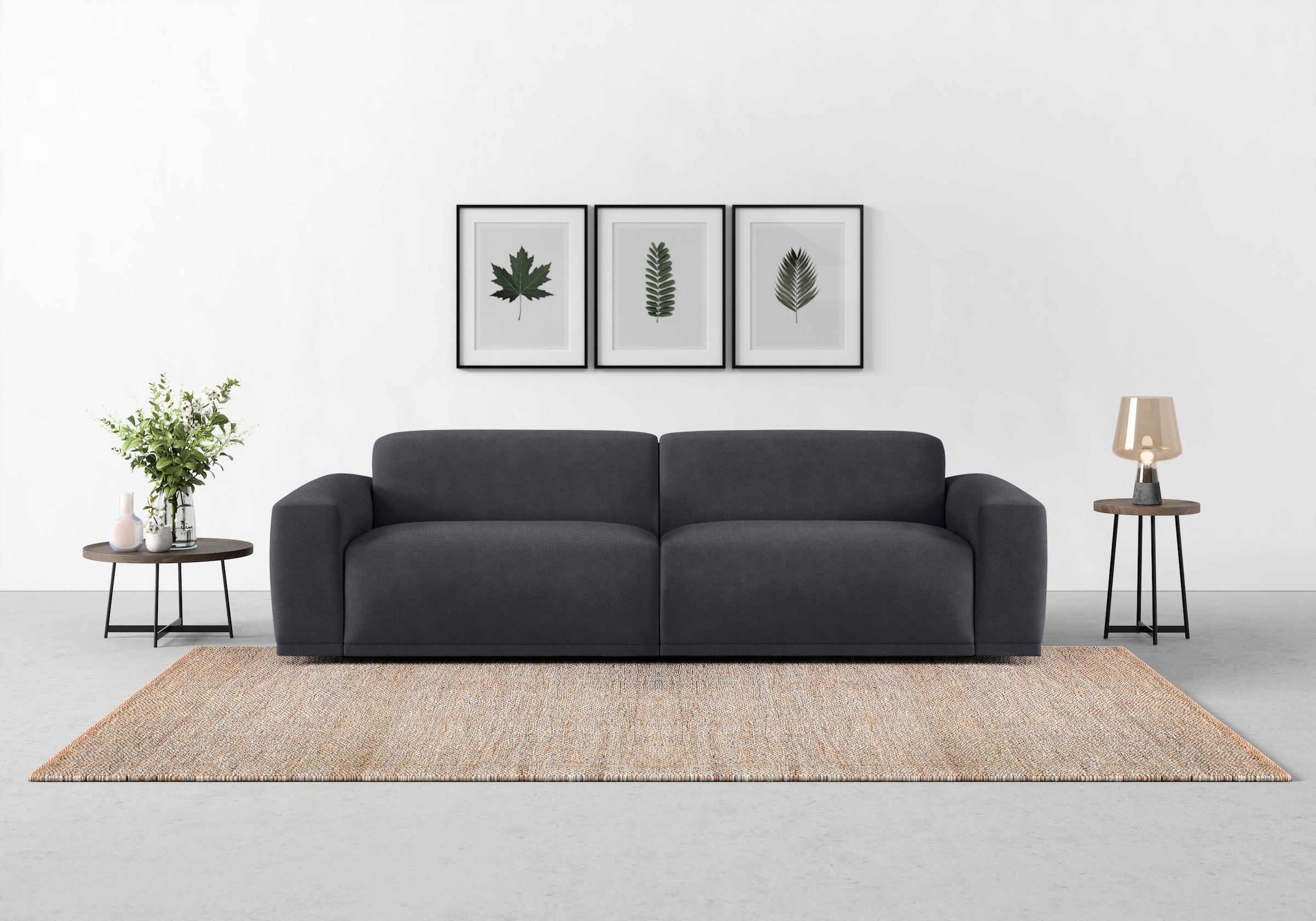 TRENDMANUFAKTUR Big-Sofa »Braga Japandi-Design, mit hochwertigem Kaltschaum, Megasofa, in Cord« modernes Big-Sofa, Couch mit hohem Sitzkomfort, 254/72/107 cm (B/H/T)