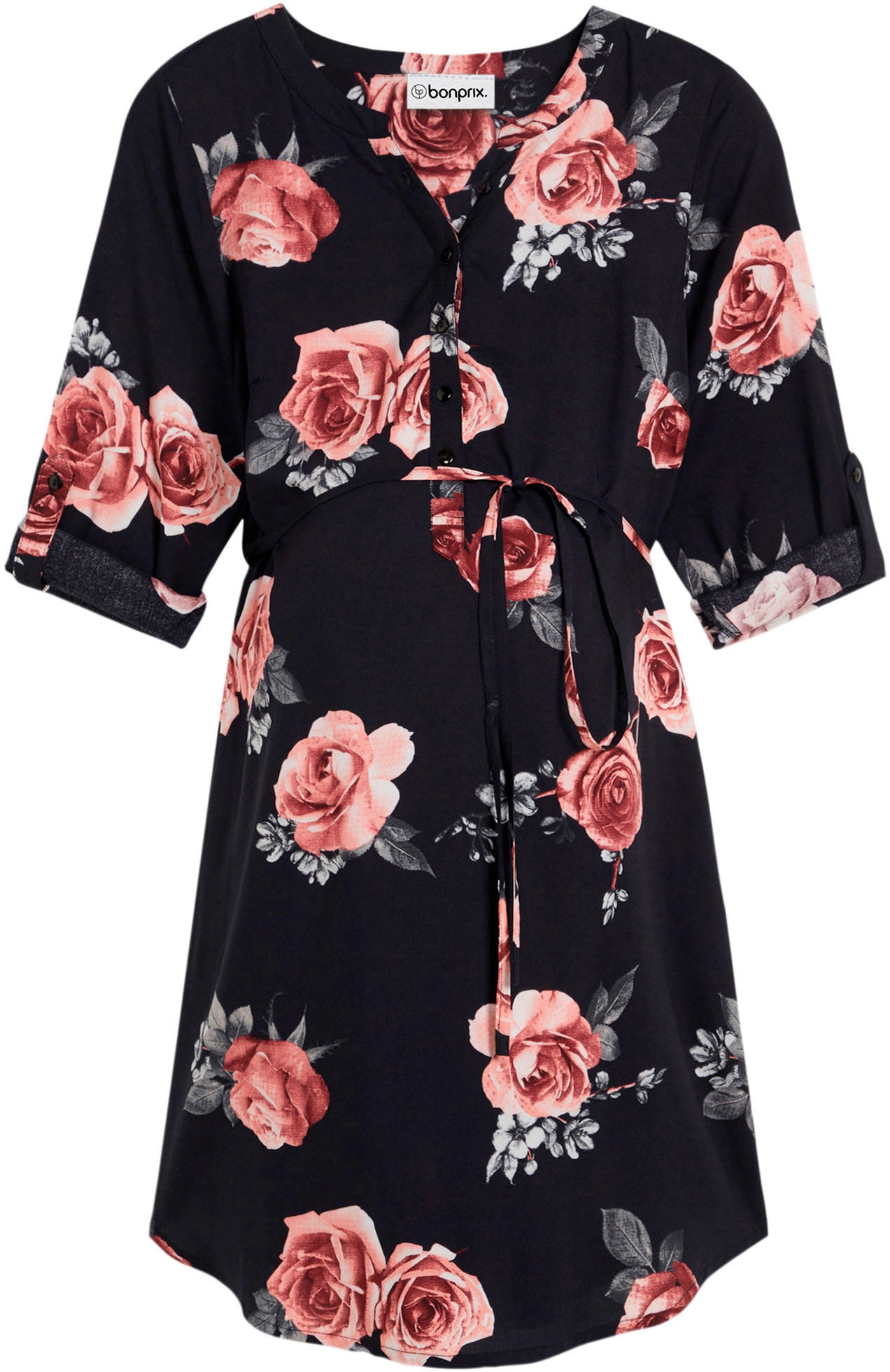 bonprix Robe de maternité »Umstands- und Stillblusenkleid aus fliessender Viskose« für Schwangerschaft und Stillzeit, aus Viskose, lockere Passform