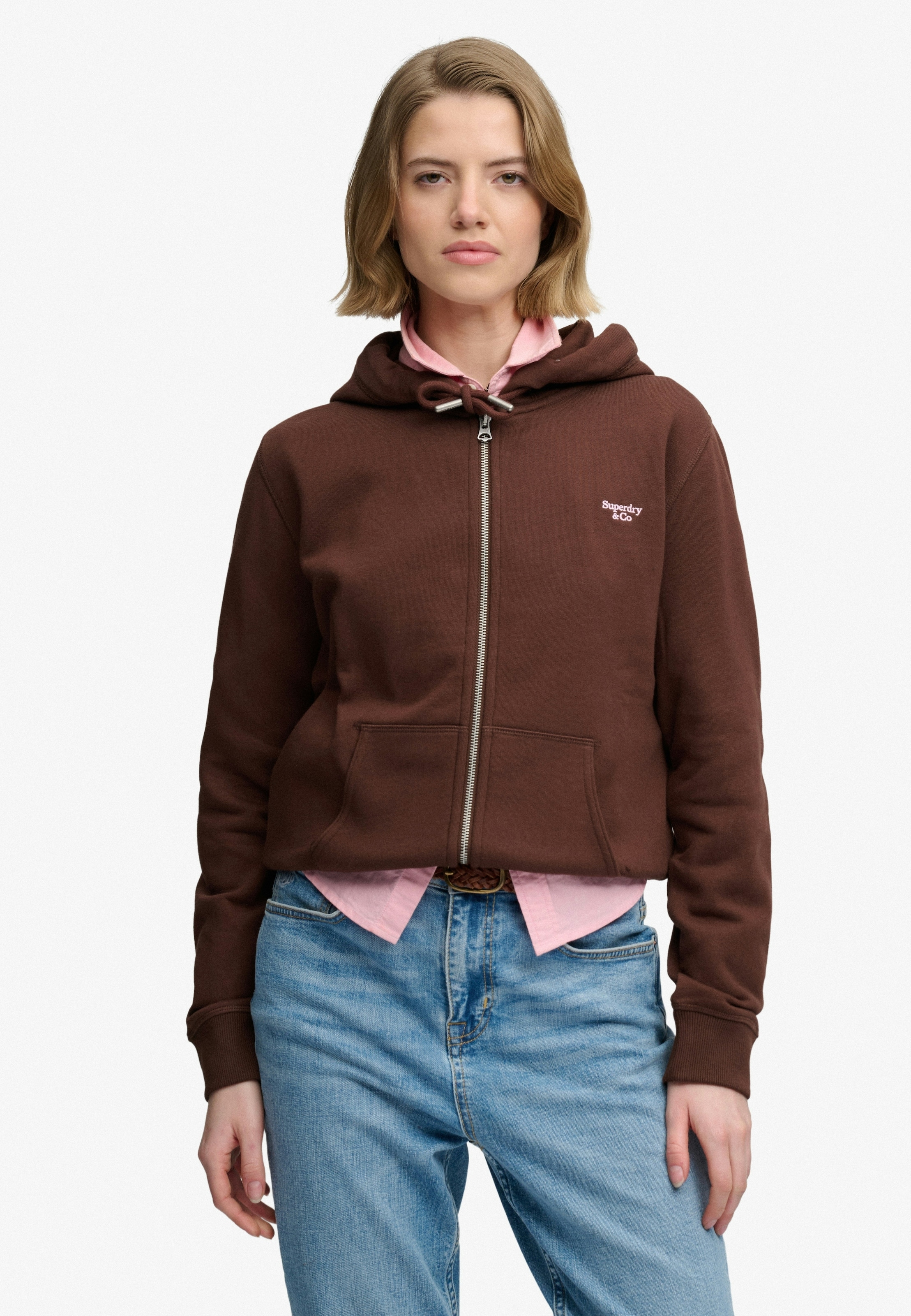 Superdry Kapuzensweatjacke »SIGNATURE EMB ZIPHOOD« Baumwollmischung, relaxed fit