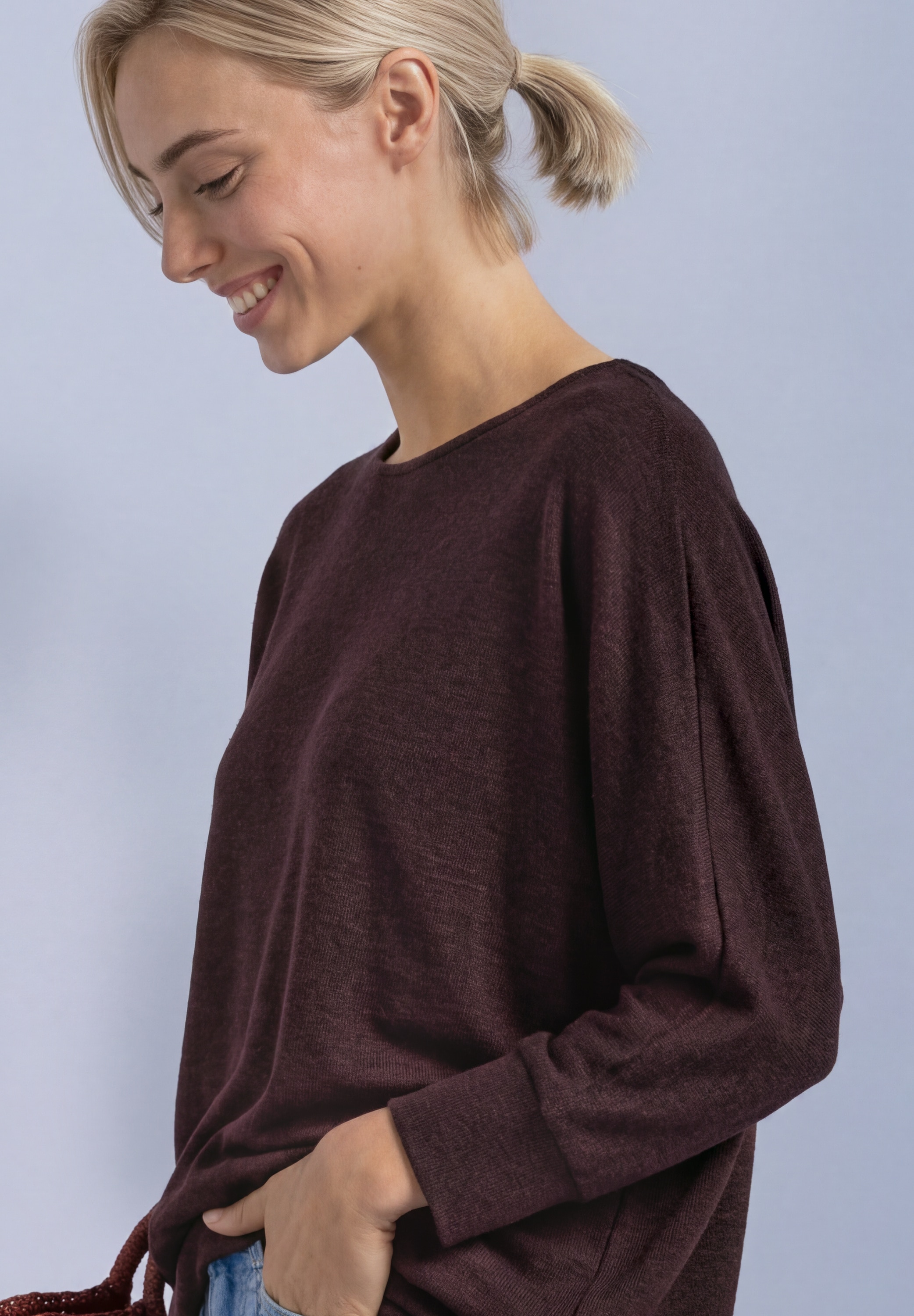 Image of STREET ONE 3/4-Arm-Shirt Batwing Shirt im Melange-Look