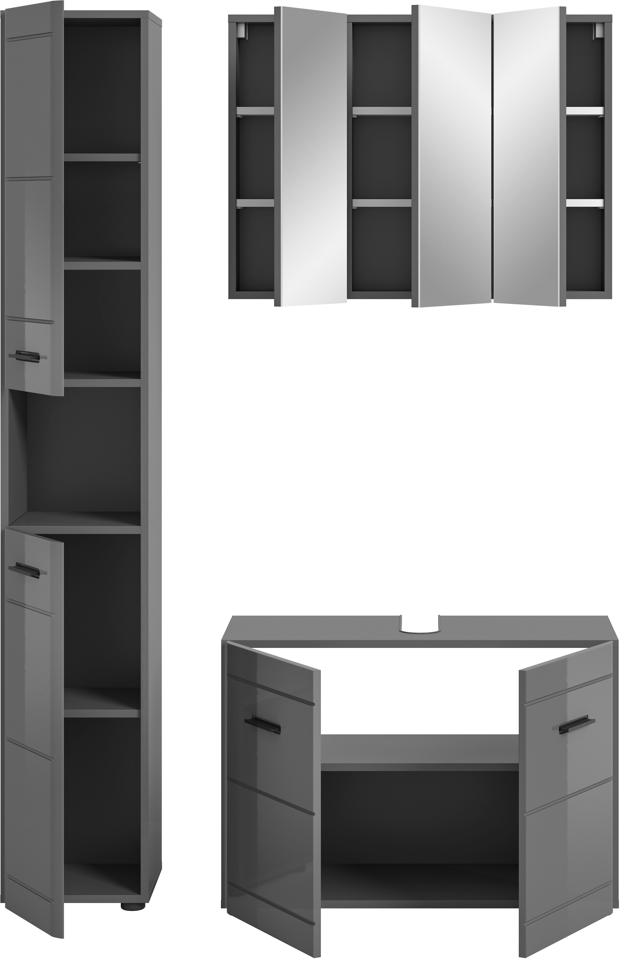 welltime Badmöbel-Set »Doux, bestehend aus: Hochschrank, Waschbeckenunterschrank,« 3 Stk. tlg.