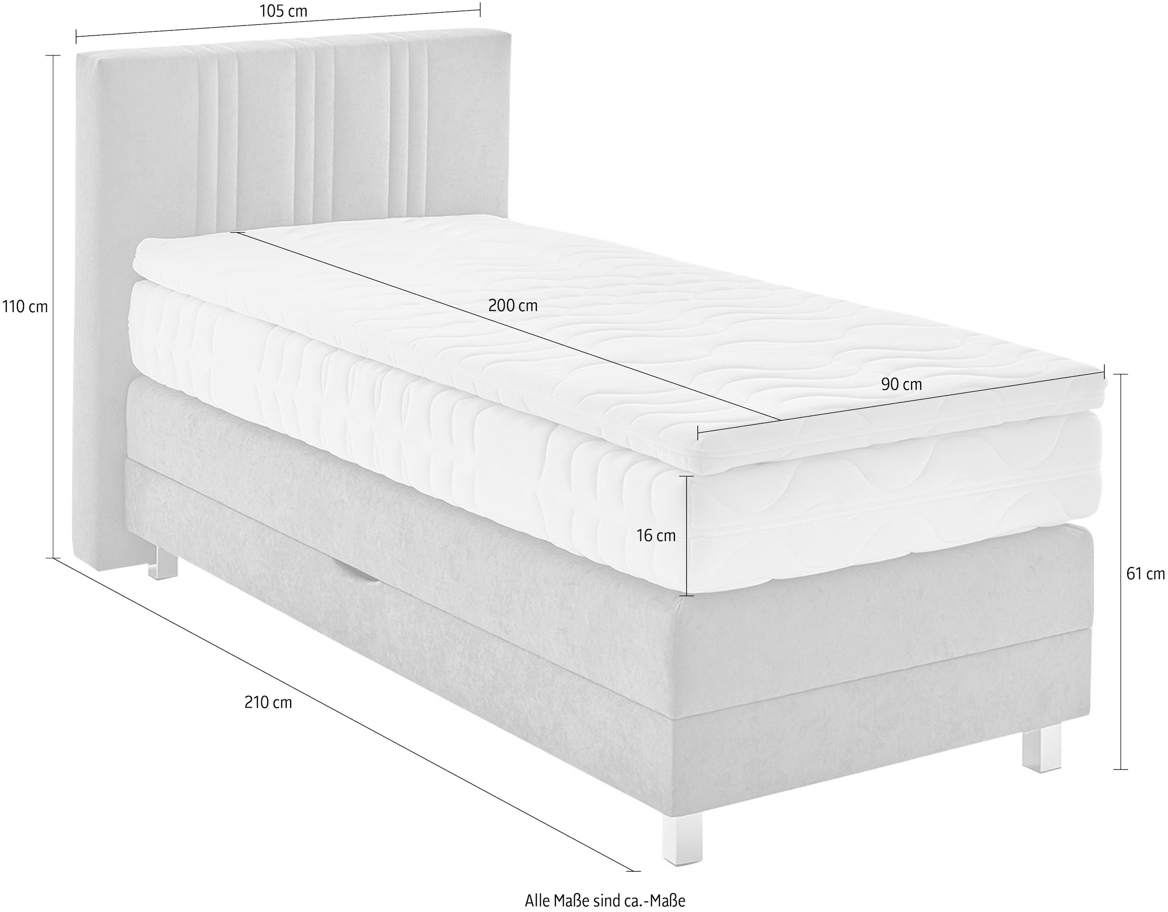 Westfalia Schlafkomfort Boxspringbett wahlweise mit Bettkasten und Topper