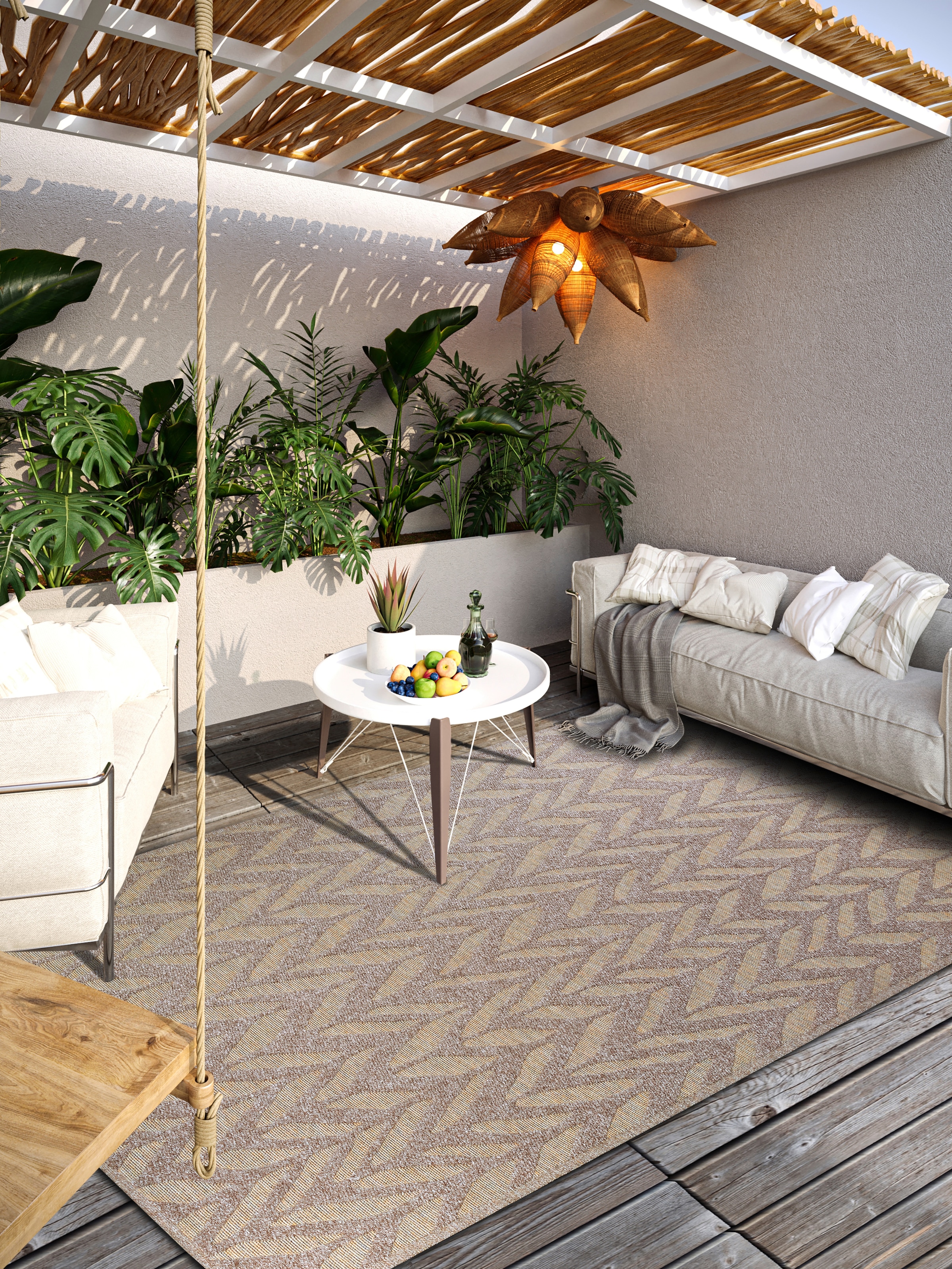 Image of Villeroy & Boch Outdoorteppich "Georgette" rechteckig 4 mm Höhe In-& Outdoor, Flachgewebe, wetterfest, Terrasse, Balkon, modern, Trend