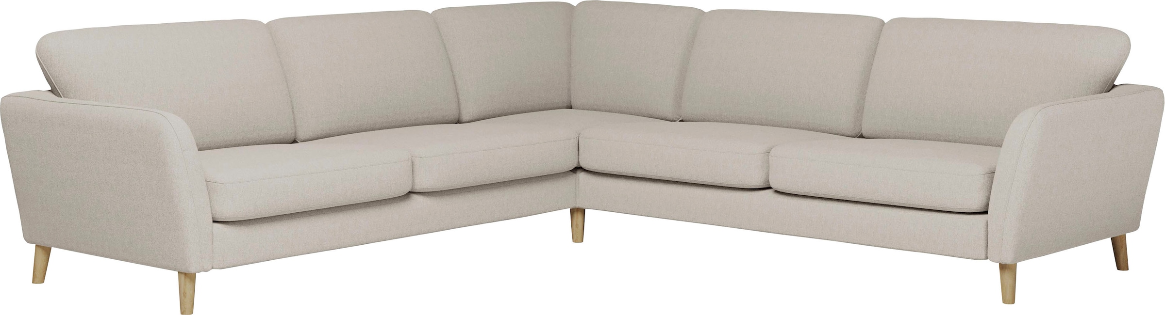 Home affaire Ecksofa »MARSEILLE 278/278 cm, L-Form, Webstoff, Flachgewebe, Filzoptik«, gleichschenklig, Massivholzbeine, Landhausstil, Wellenunterfederung