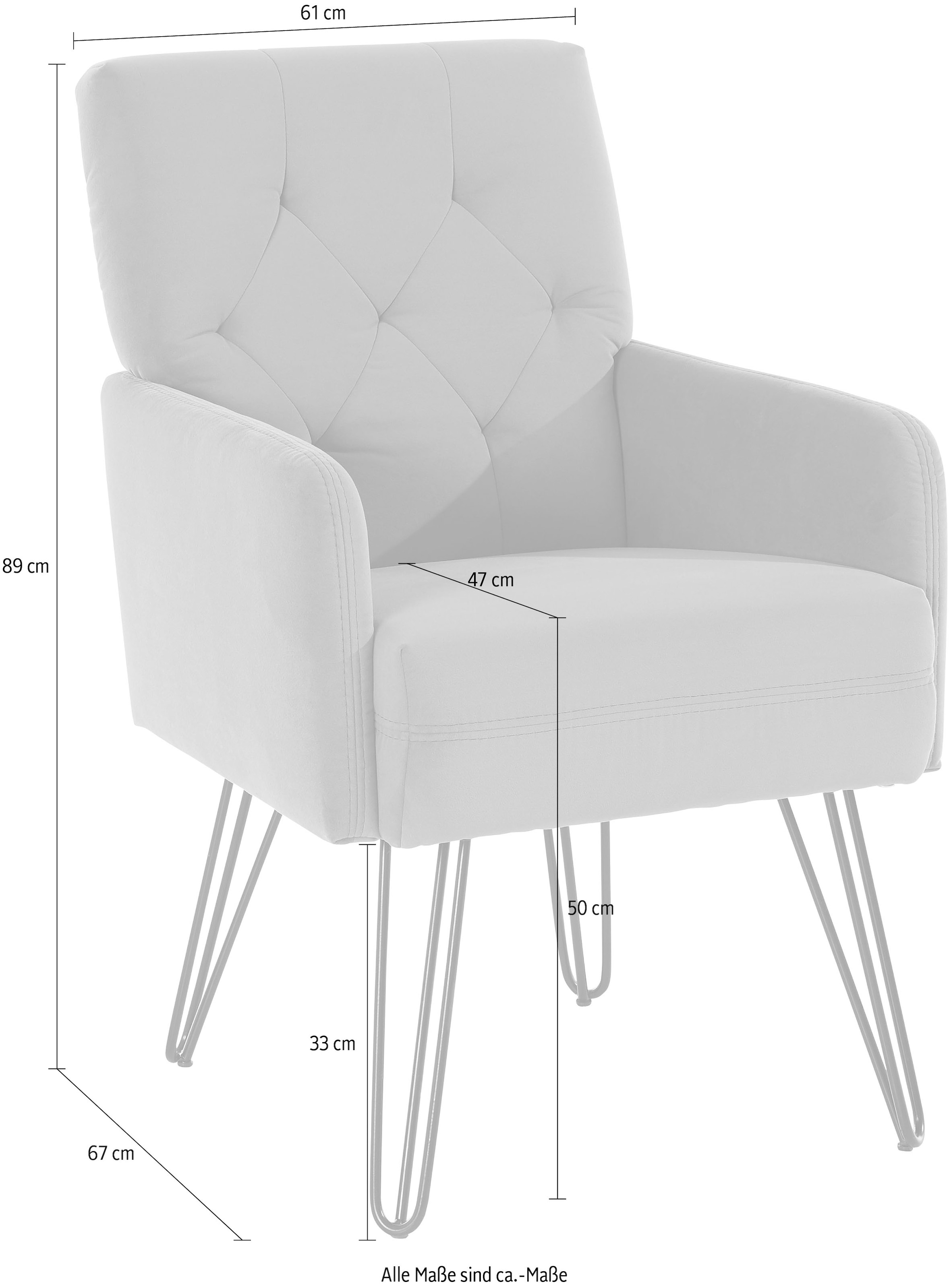 exxpo - sofa fashion Sessel »Doppio, Loungesessel mit Designuntergestell, bequem und elegant« aufwendige Rückenverarbeitung, Breite 61 cm