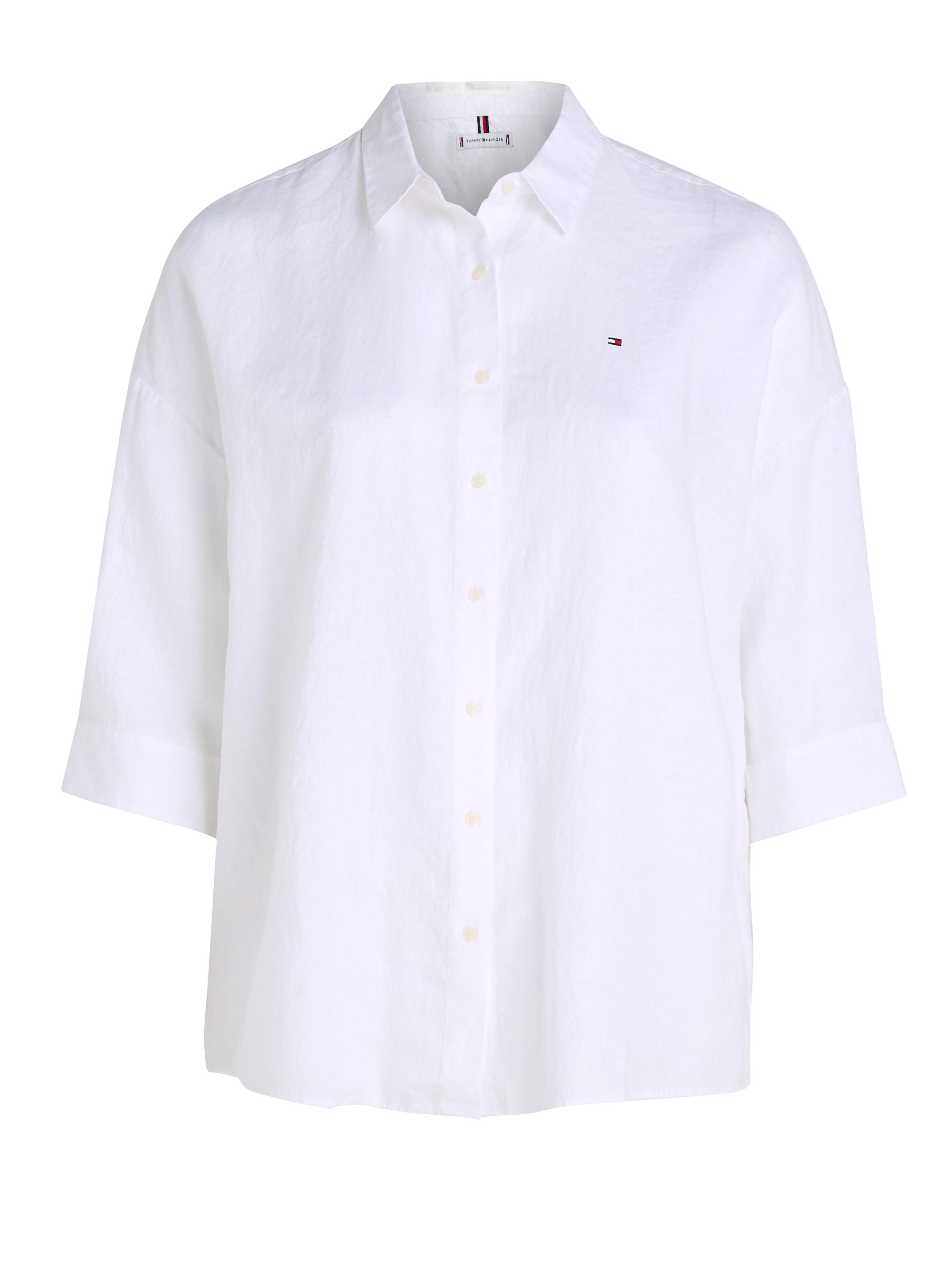 Tommy Hilfiger Curve Hemdbluse »CRV ESS LINEN EASY SHIRT«, in Grossen Grössen, Leinenqualität