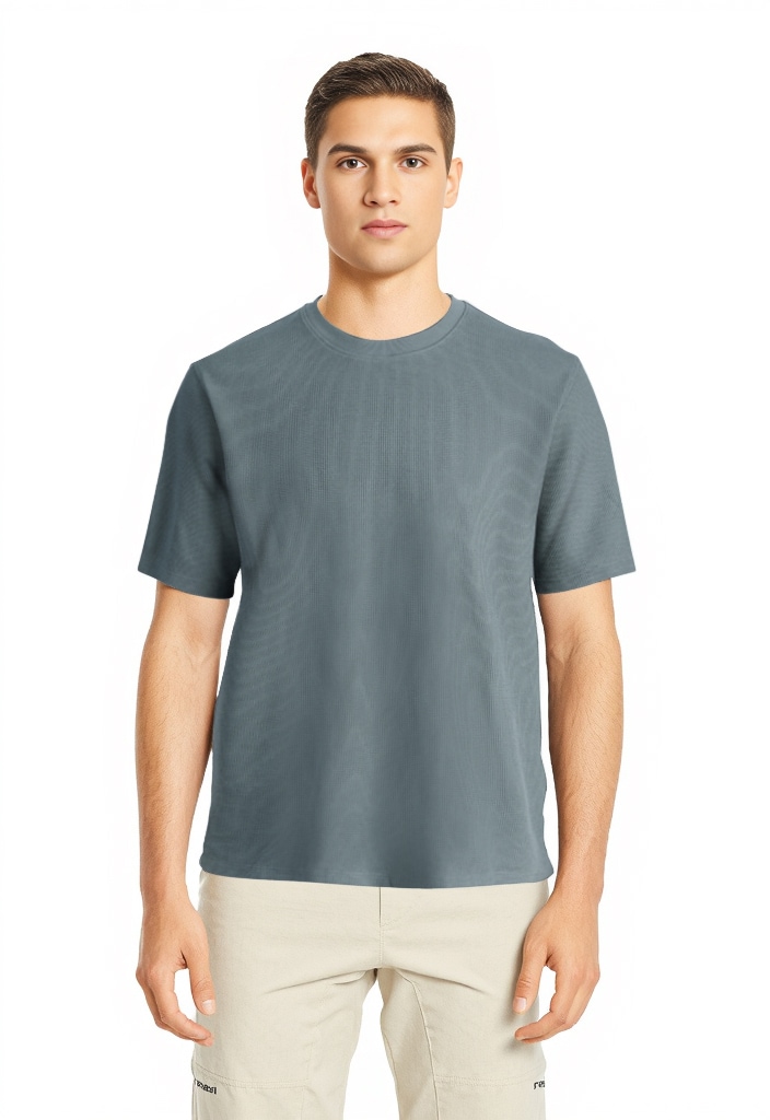 Image of Jack & Jones Rundhalsshirt "JJEAUSTIN TEE SS NOOS" Materialmix, relaxed fit