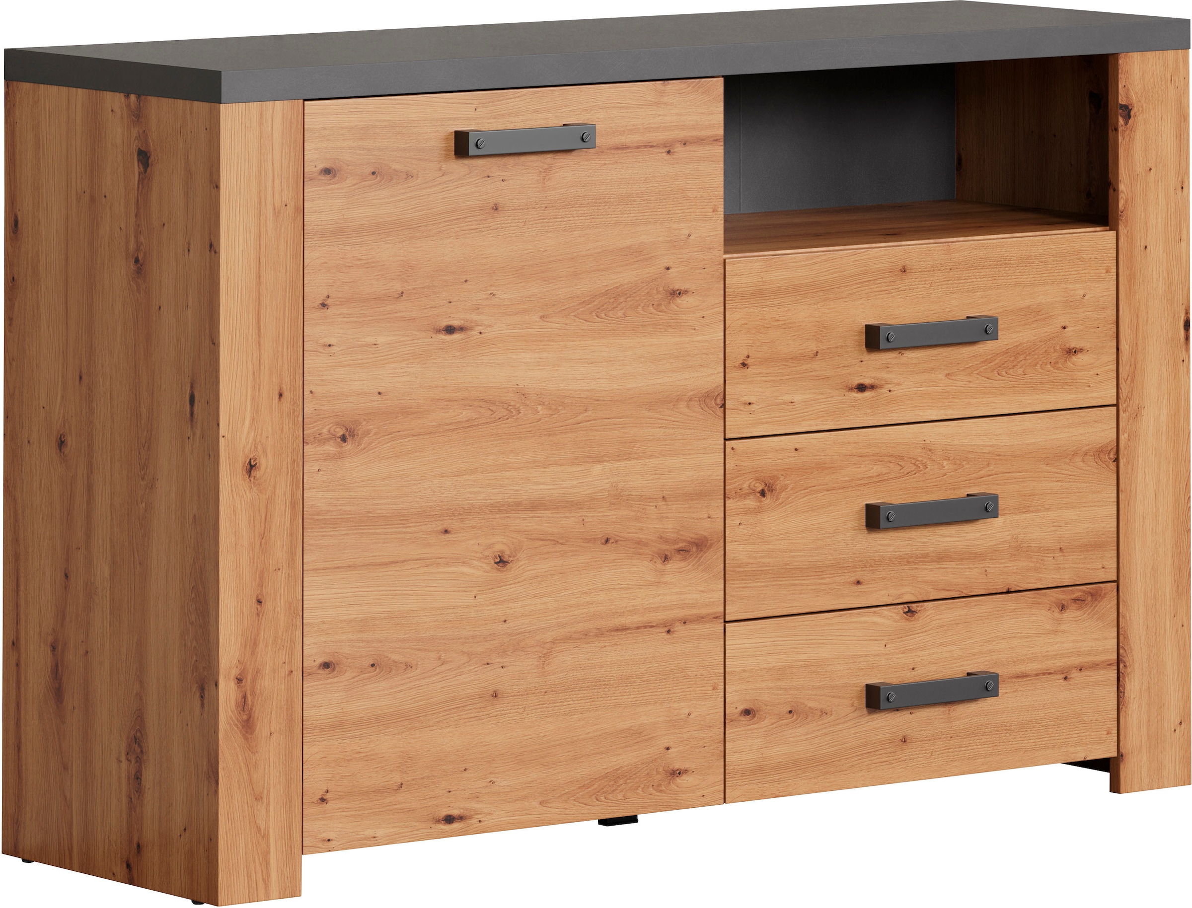 Home affaire Sideboard »Ambres«, (1 St.), Kommode, Echtholzoptik, Masse BxH: 127x83 cm, Eiche