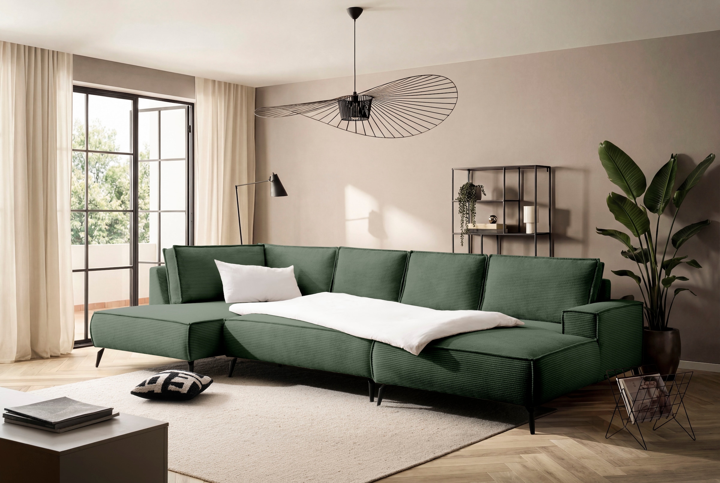 Home affaire Wohnlandschaft »TVINNU« Recamiere rechts/links, stellbar zum Schlafsofa (Krokodilverbinder)