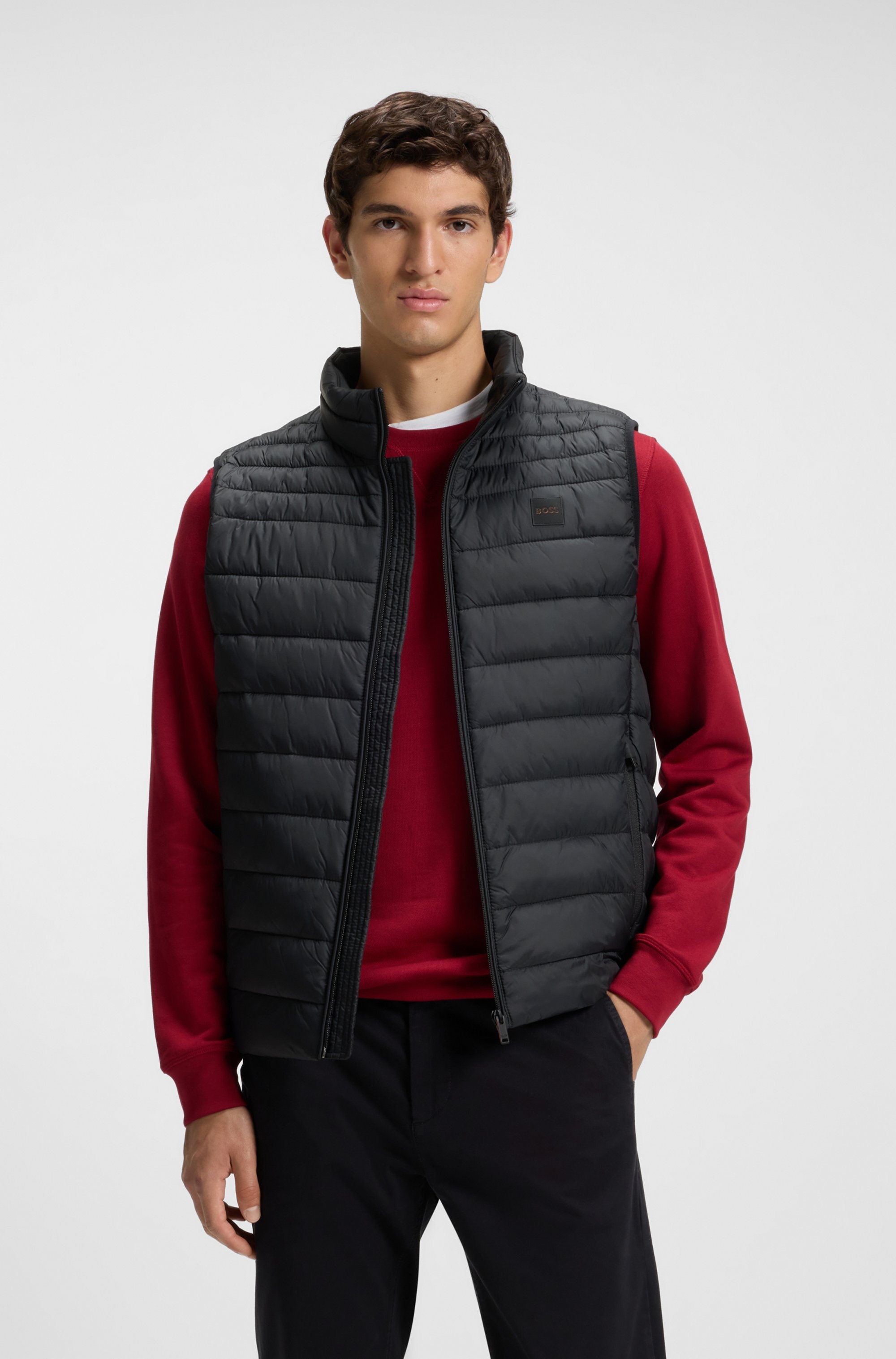 Image of BOSS ORANGE Steppweste "Odeno" Stehkragen, slim fit, kurze Länge