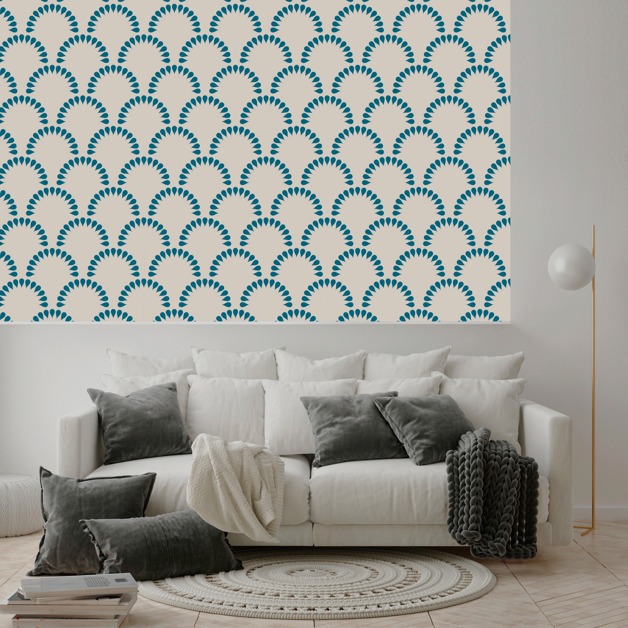 queence Vinyltapete »Ira«, bedruckt-Barock-Antikoptik-Kunst, 90x250cm, selbstklebend, kinderleichte Anbringung, Sticker