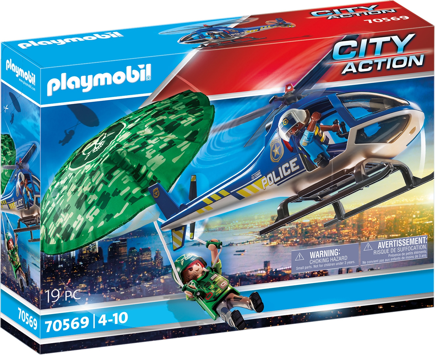 Playmobil® Konstruktions-Spielset »Polizei-Hubschrauber: Fallschirm-Verfolgung (70569), My Action...