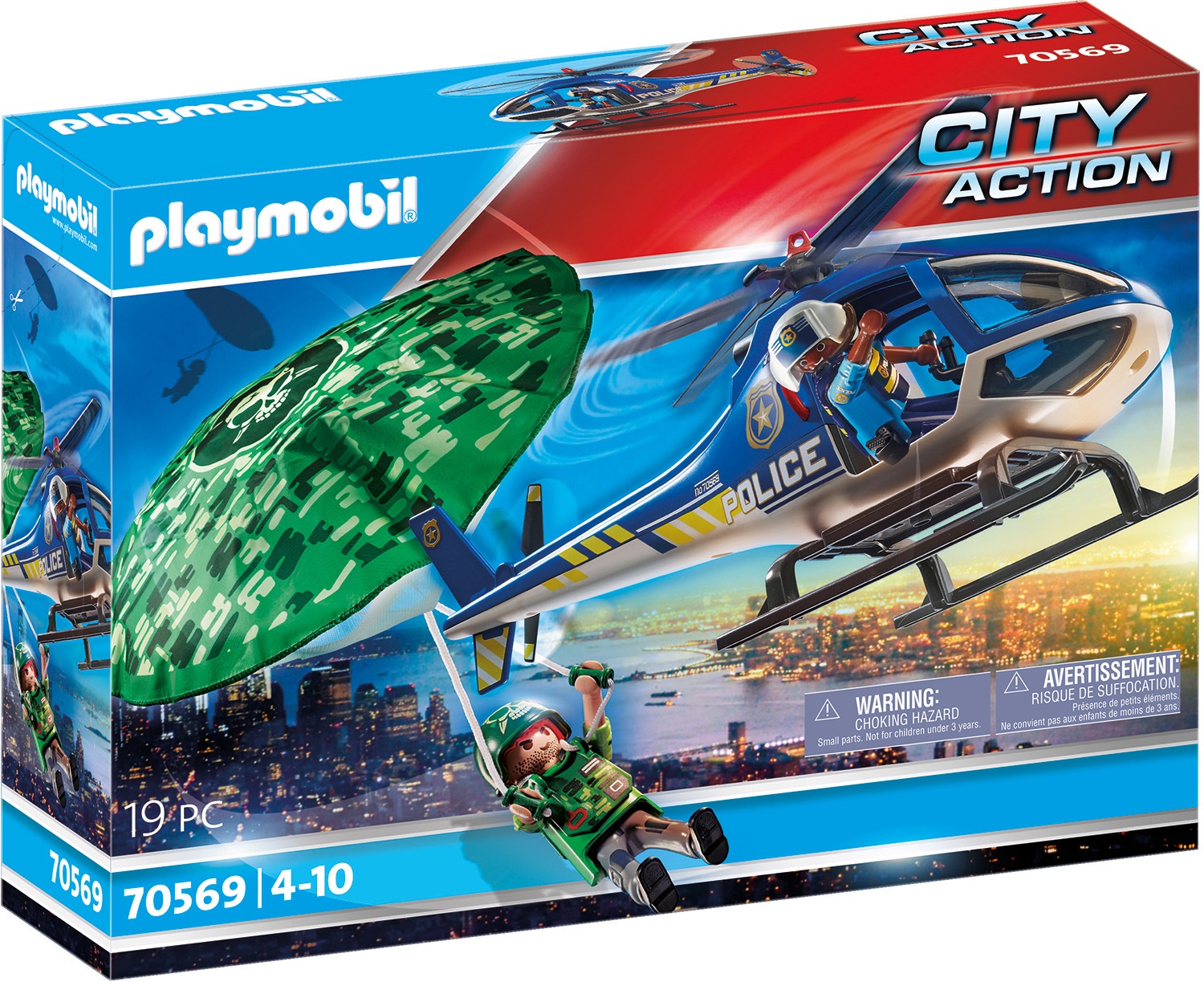 Image of Playmobil® Konstruktions-Spielset »Polizei-Hubschrauber: Fallschirm-Verfolgung (70569), City Action«, (19 St.), Made in Germany bei Ackermann Versand Schweiz