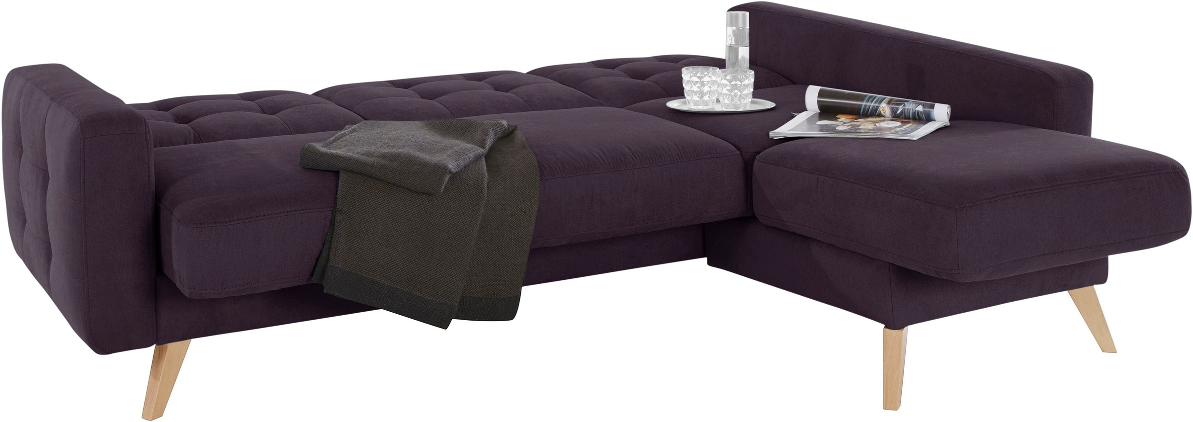 exxpo - sofa fashion Ecksofa »Nappa, kompakt und komfortabel, bequem, zeitloses Design, L-Form«, tolle Detailverarbeitung, inkl. Bettfunktion und Bettkasten