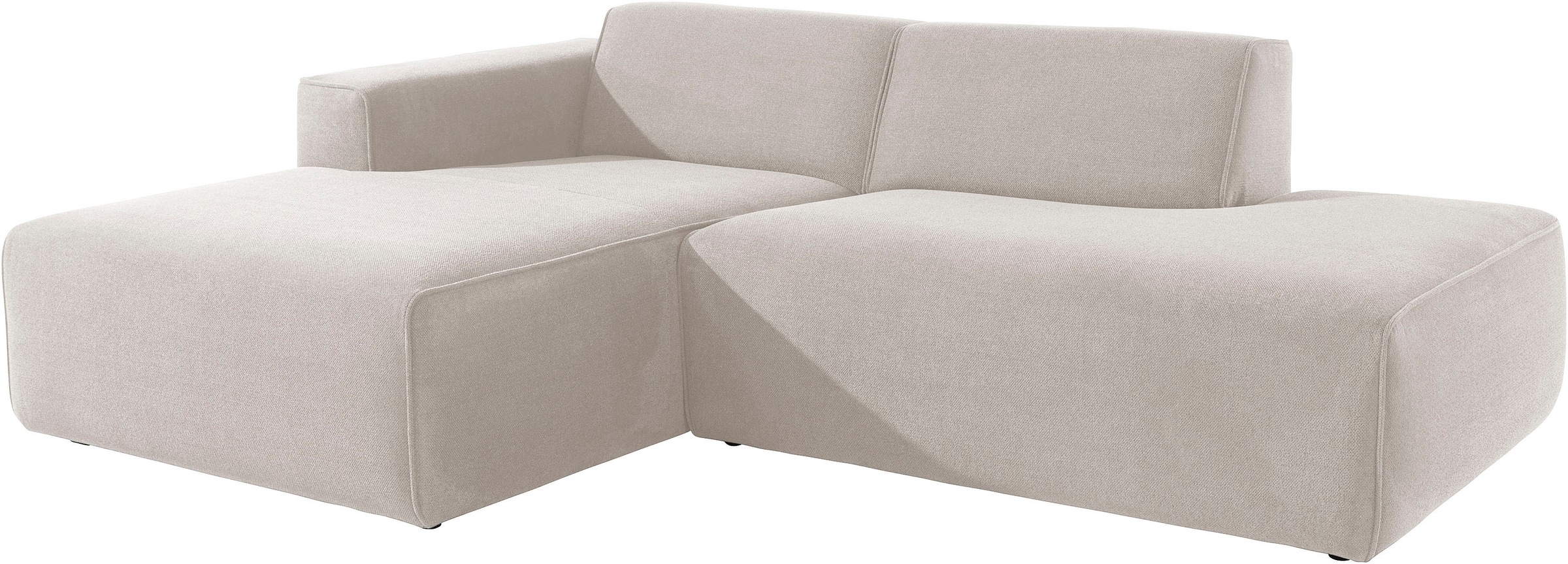 andas Ecksofa »Noord mit Kedernaht, Breite 227 cm«, Cord, Struktur, Webstoff, mit Wellenunterfederung, Massivholzrahmen