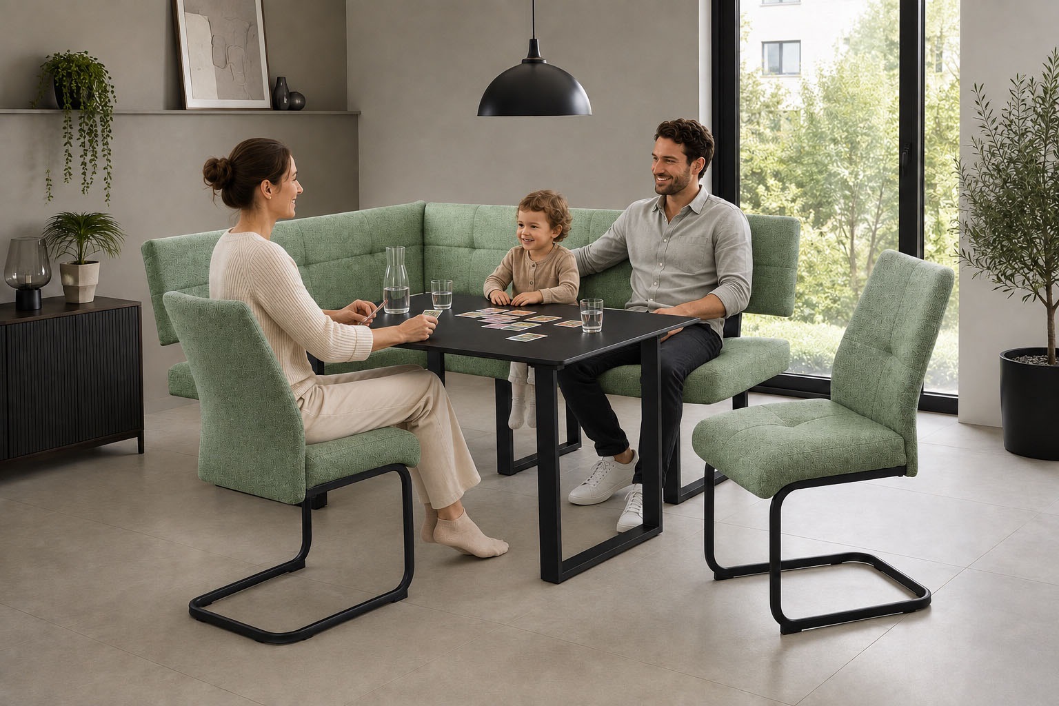 GOODproduct Freischwinger »Alabama« (Set) 2 Stk.gemütlicher Esszimmerstuhl mit Federkern und robustem Webstoff