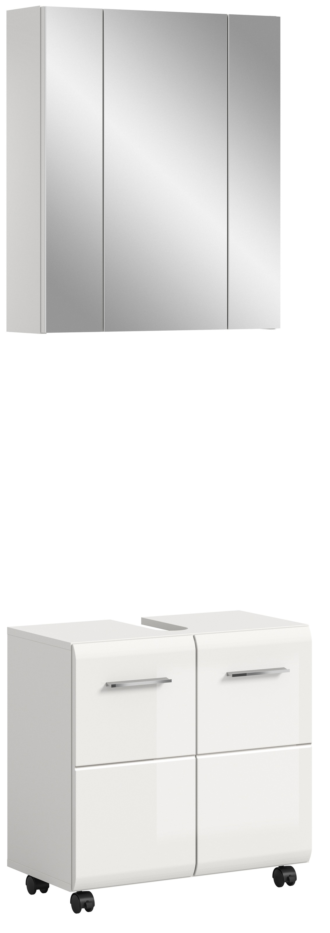 Image of welltime Badmöbel-Set "FLORENZ, 2-tlg. Bad-Kombination, hochwertige MDF-Front" best. aus: 1 Spiegelschrank, 1 Waschbeckenunterschrank, 3 Stk. tlg.